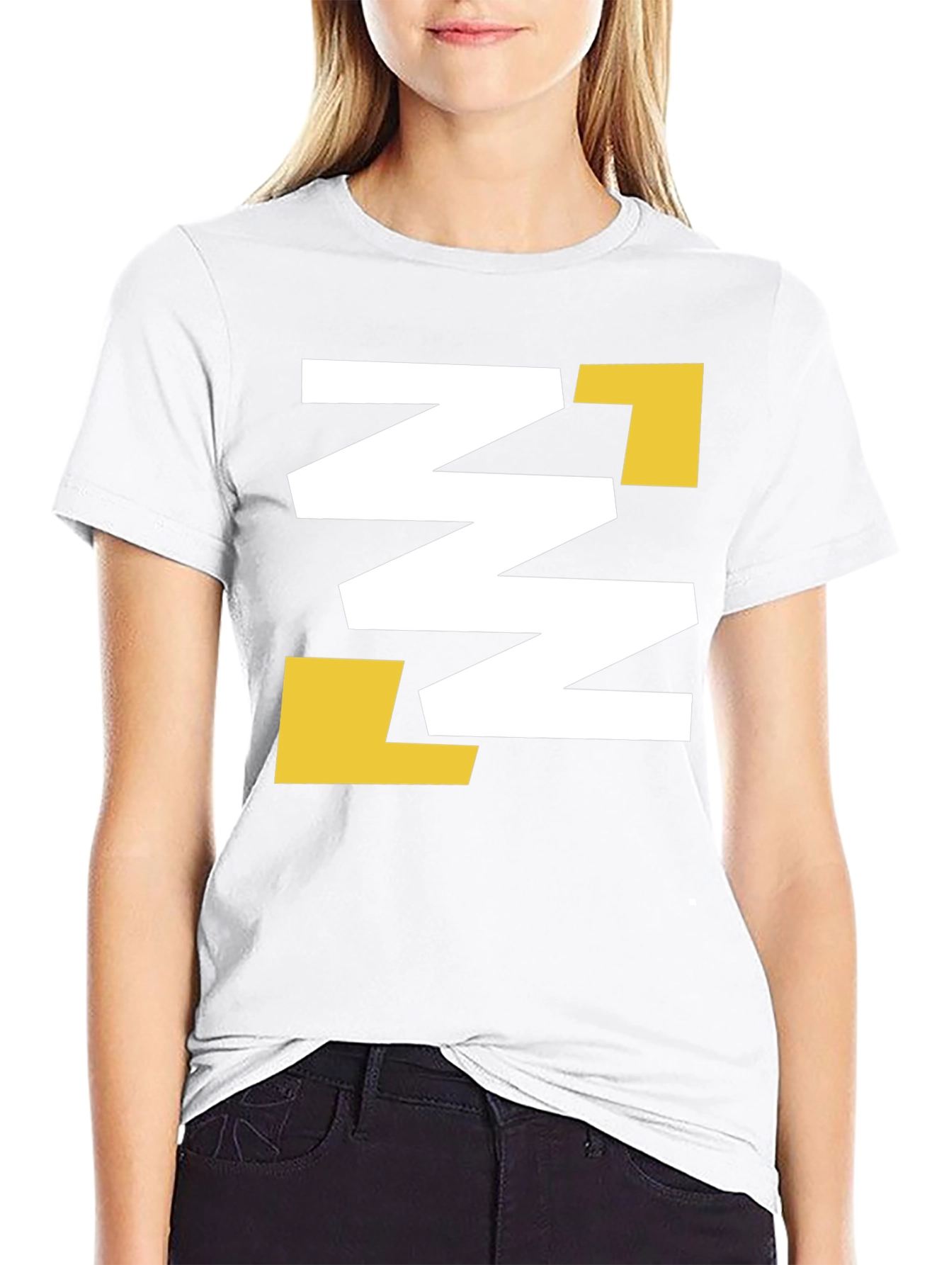 Abstract Geometric Tee - Black with White & Gold