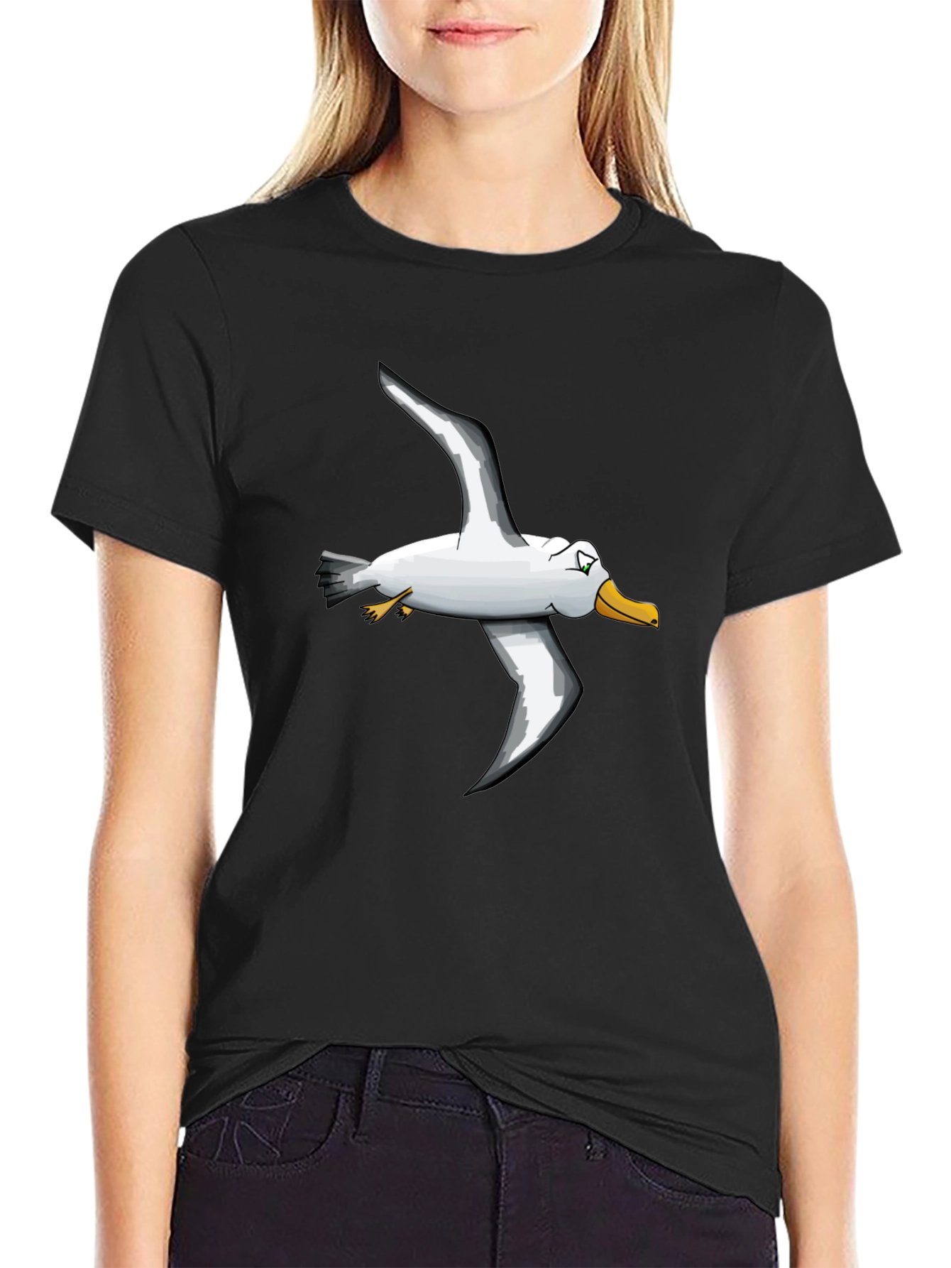 Seagull Graphic T-Shirt - Black Crew Neck Tee