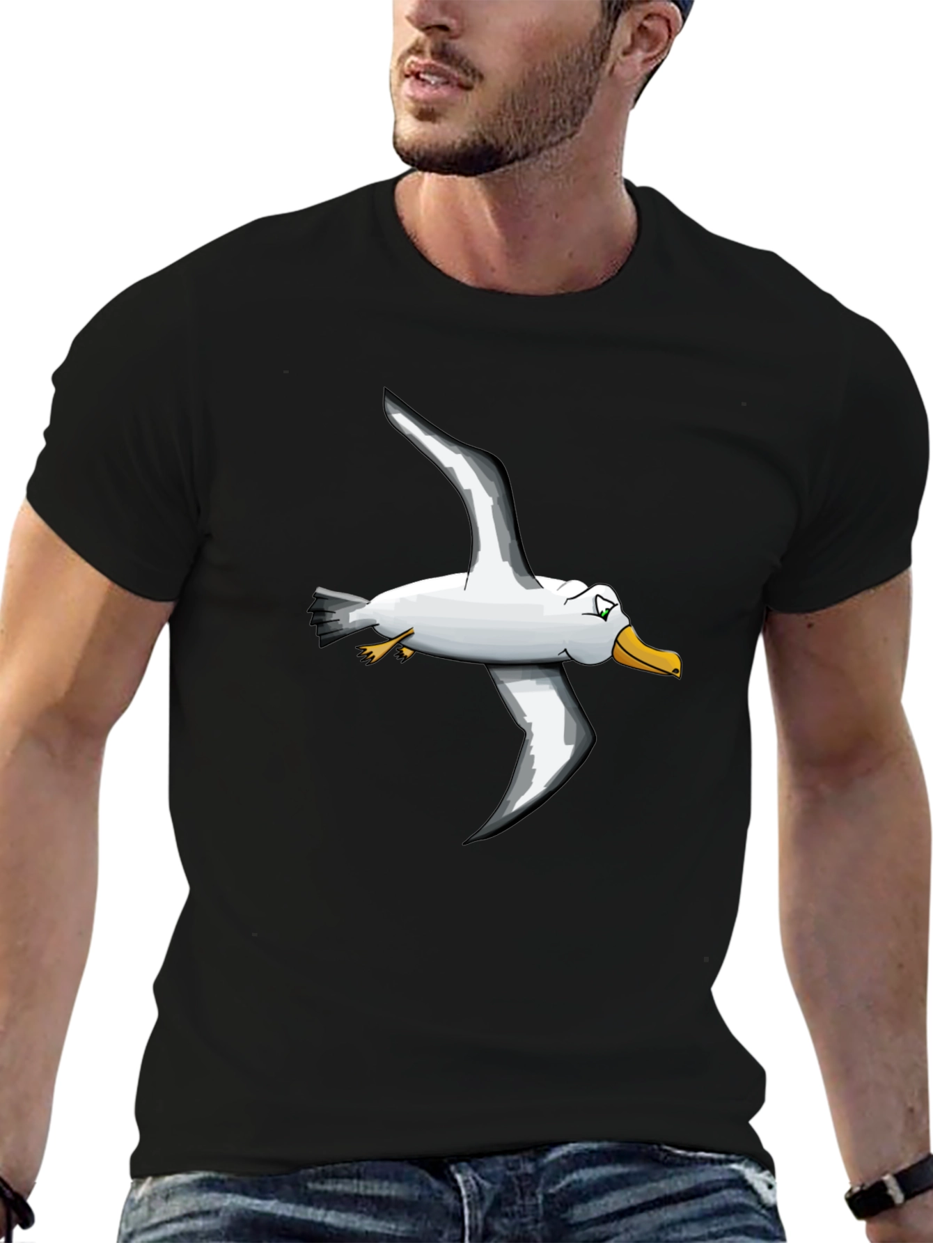 Seagull Graphic T-Shirt - Black Crew Neck Tee