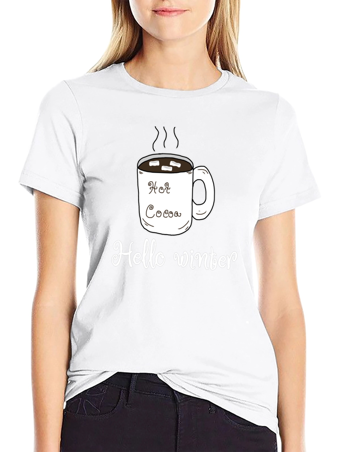 Hot Cocoa Hello Winter Graphic T-Shirt