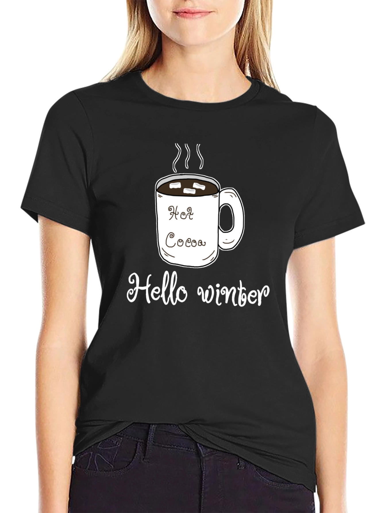 Hot Cocoa Hello Winter Graphic T-Shirt