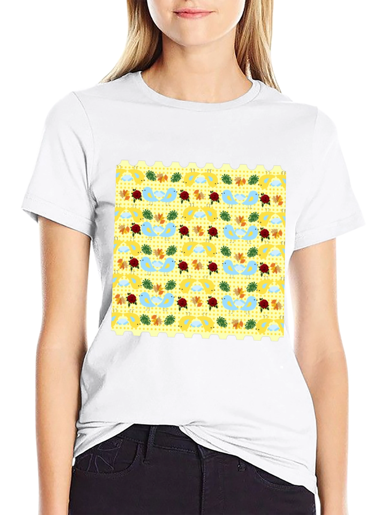 Novelty Patterned Black Tee