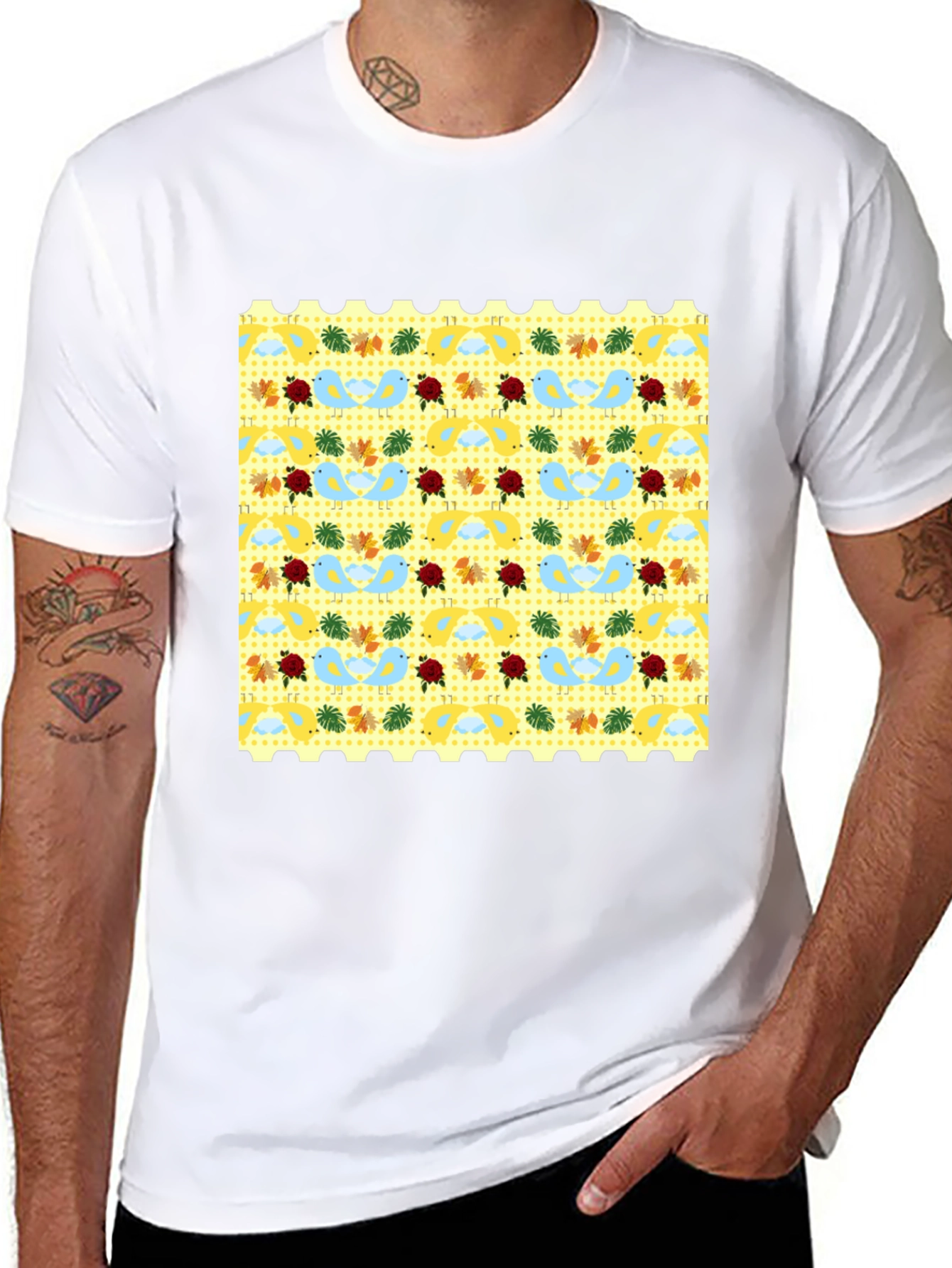 Novelty Patterned Black Tee