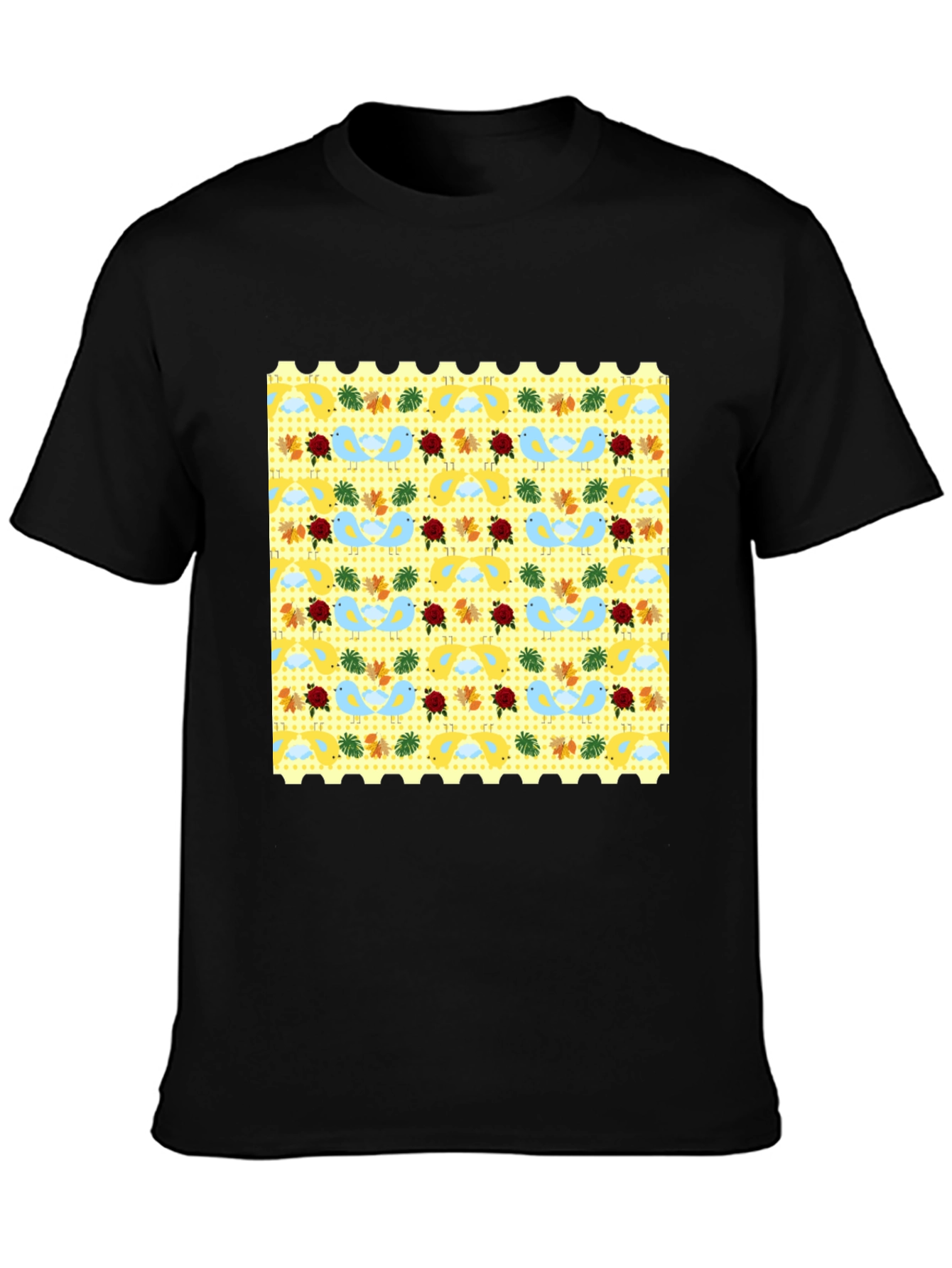 Novelty Patterned Black Tee