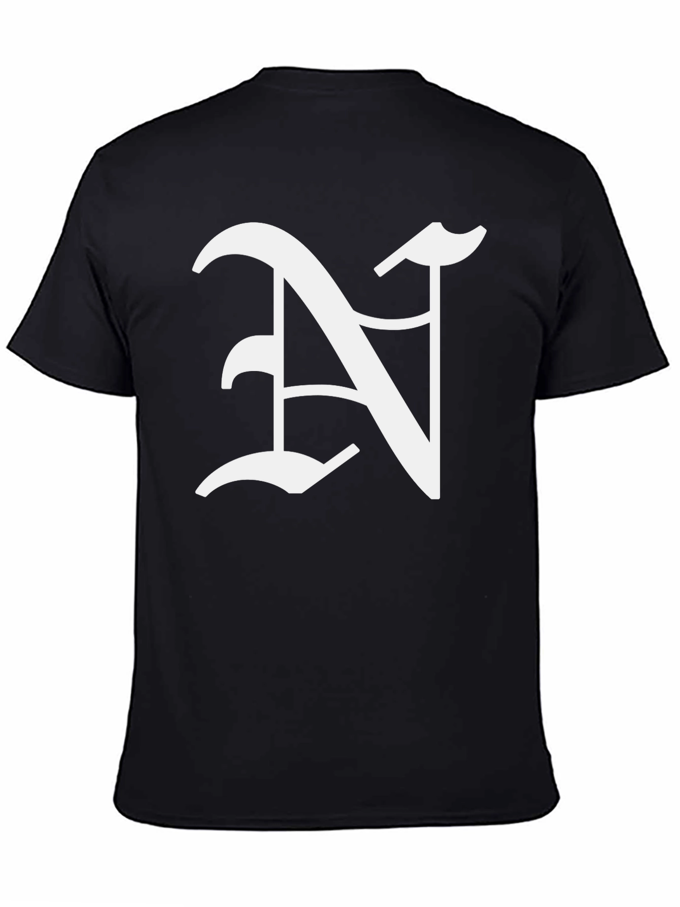 Black T-Shirt with White Letter N Graphic
