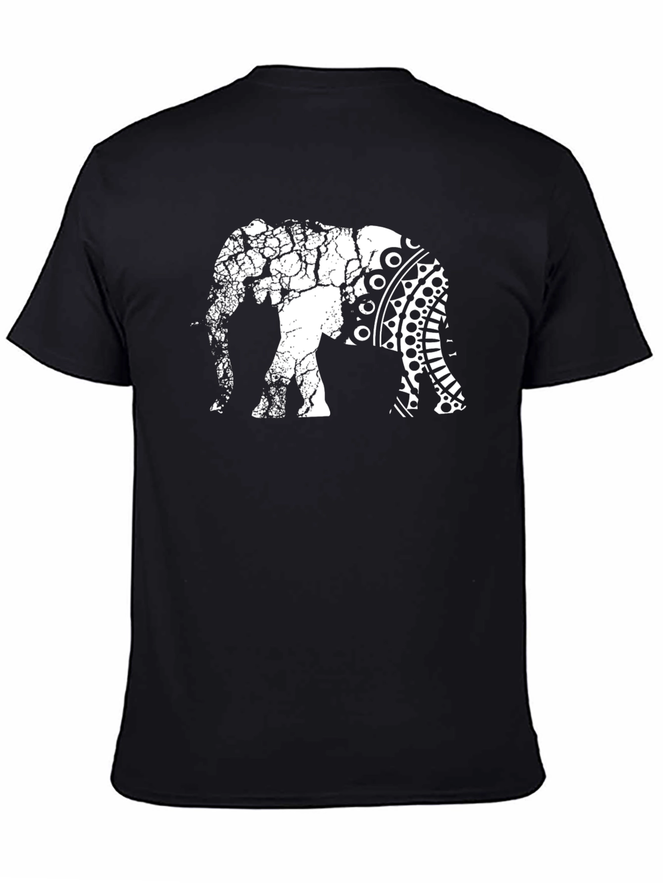 Elephant Graphic Tee - Unique Crackle Design