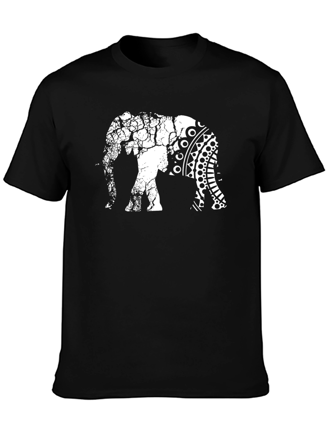 Elephant Graphic Tee - Unique Crackle Design
