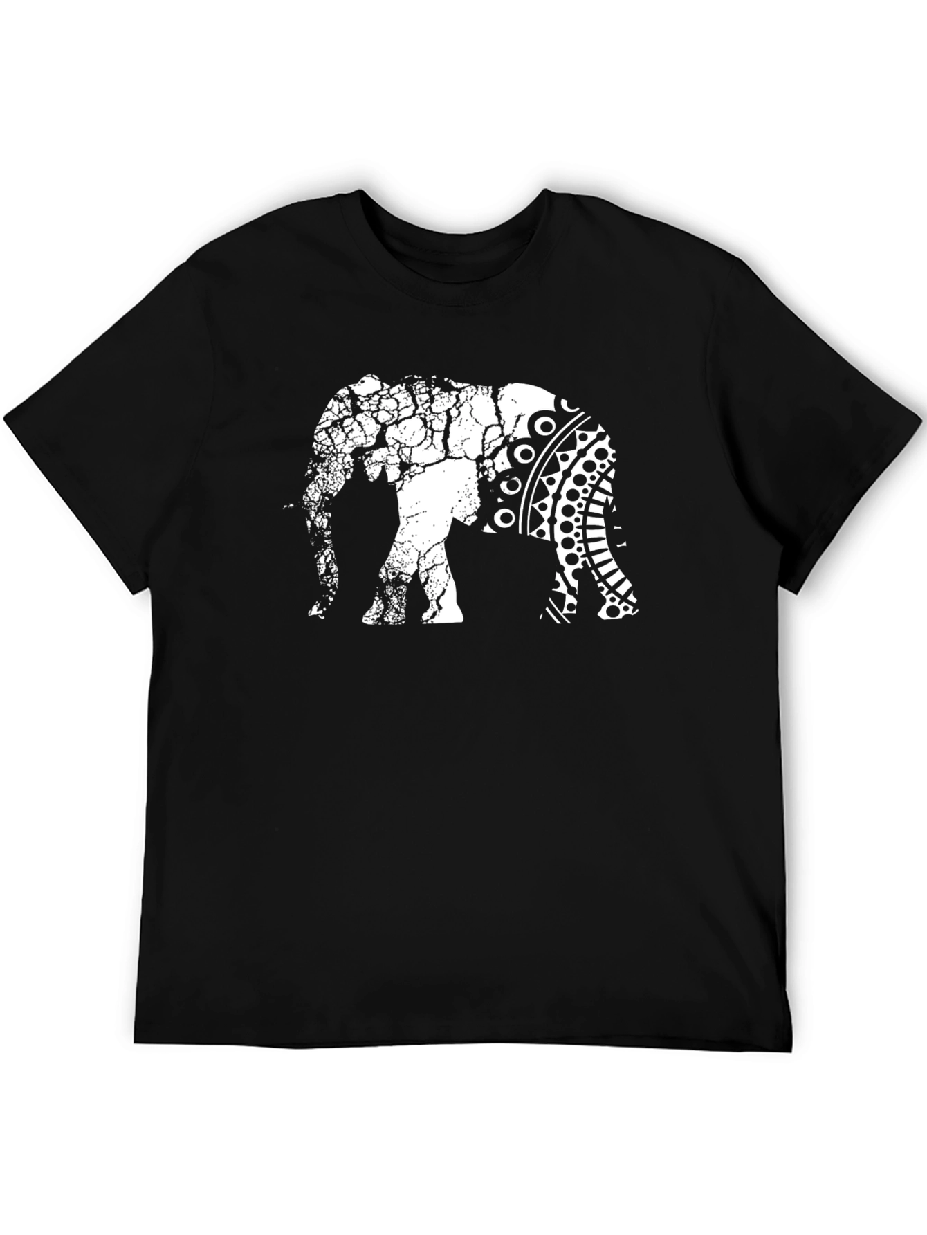 Elephant Graphic Tee - Unique Crackle Design
