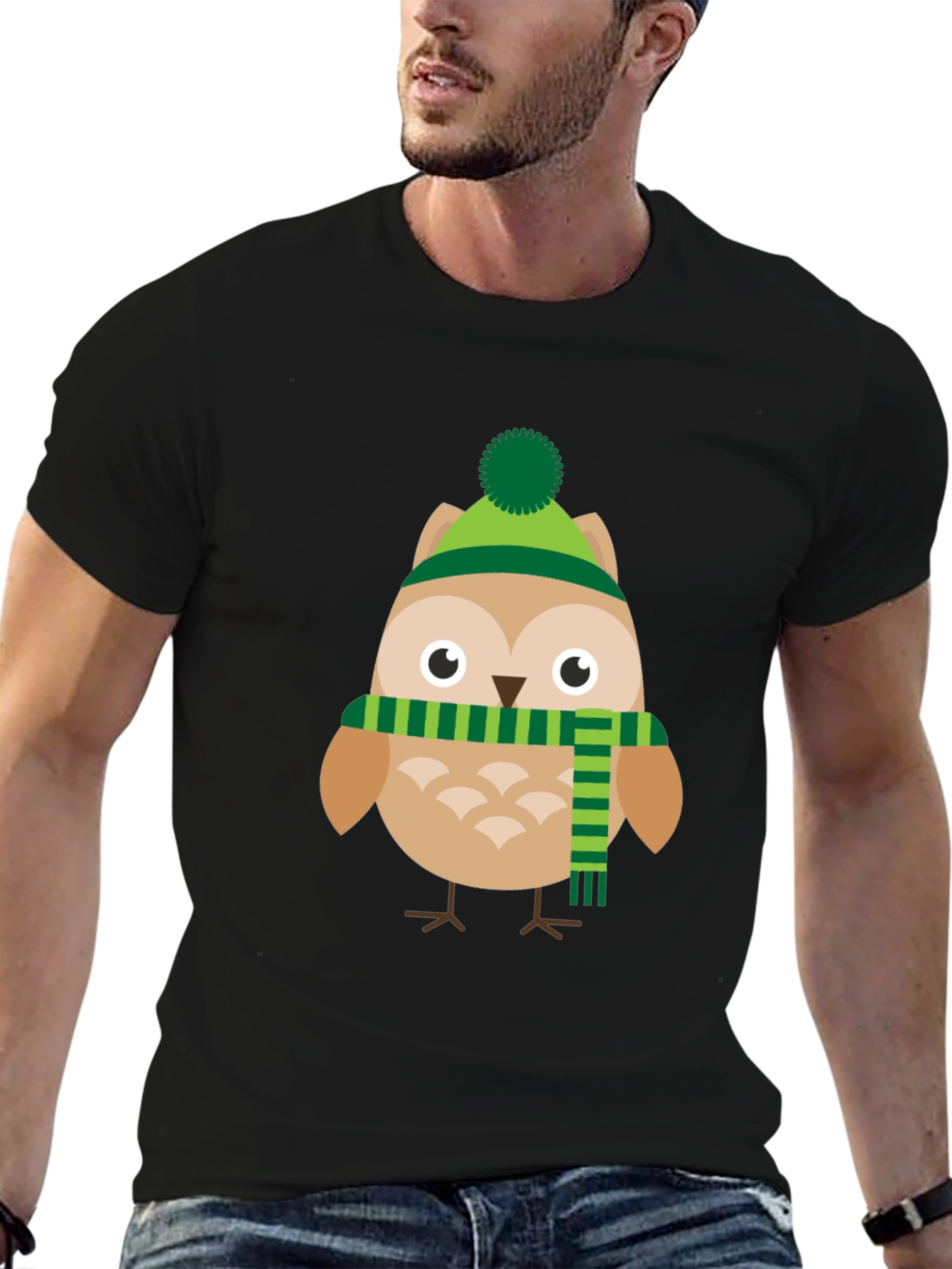 Winter Owl T-Shirt Cartoon Style Tee