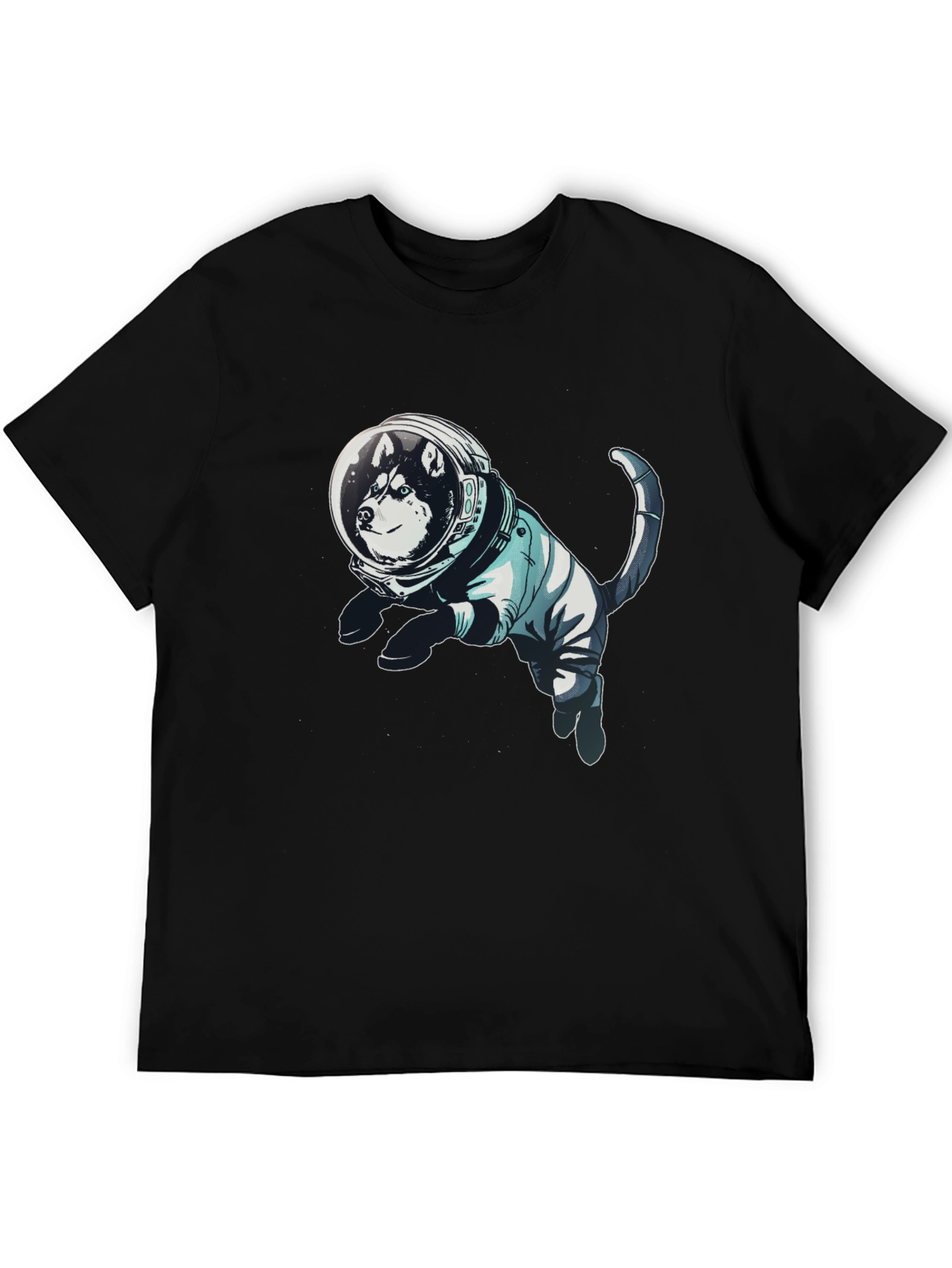 Husky Astronaut Graphic Tee - Unisex Black T-Shirt