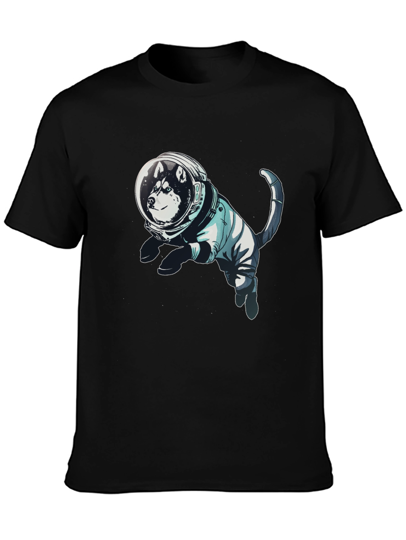 Husky Astronaut Graphic Tee - Unisex Black T-Shirt