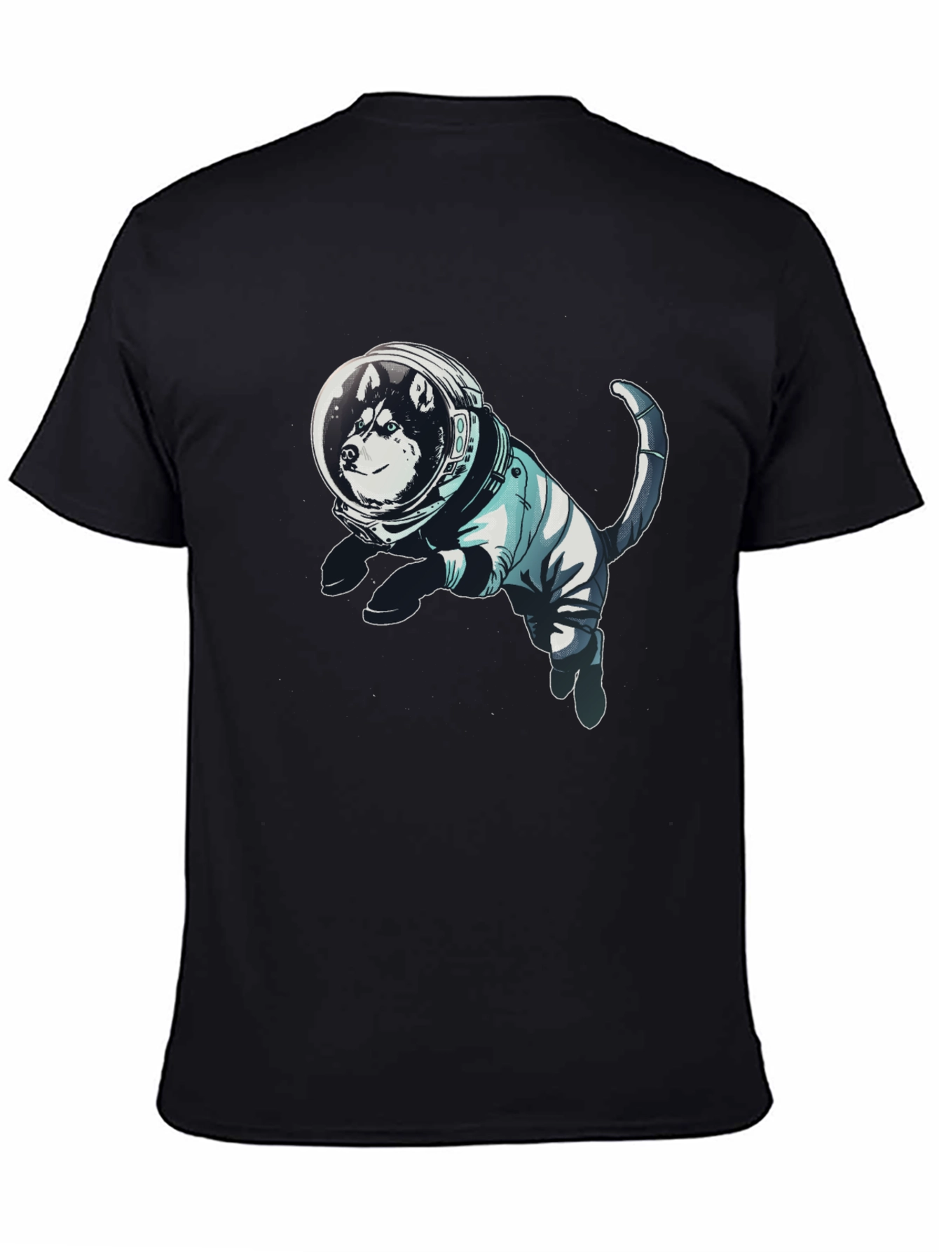 Husky Astronaut Graphic Tee - Unisex Black T-Shirt