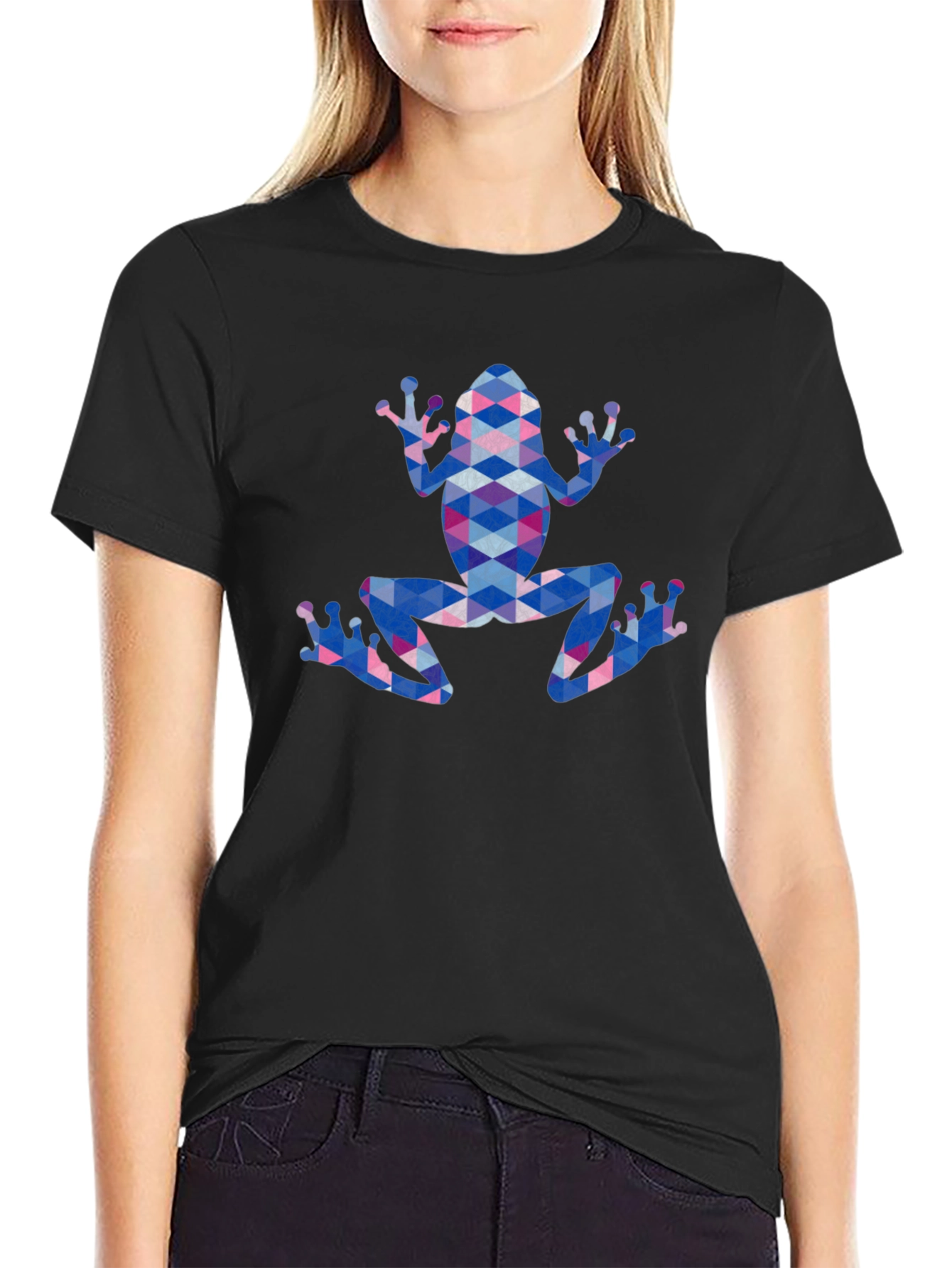 Geometric Frog Graphic Tee - Stylish Patterned Design