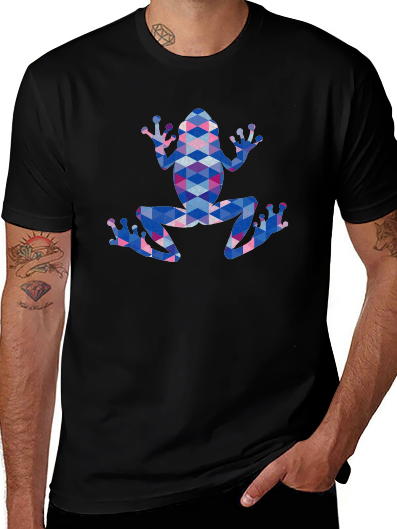 Geometric Frog Graphic Tee - Stylish Patterned Design