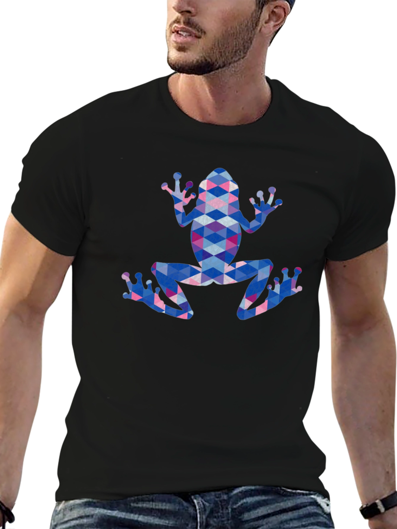 Geometric Frog Graphic Tee - Stylish Patterned Design