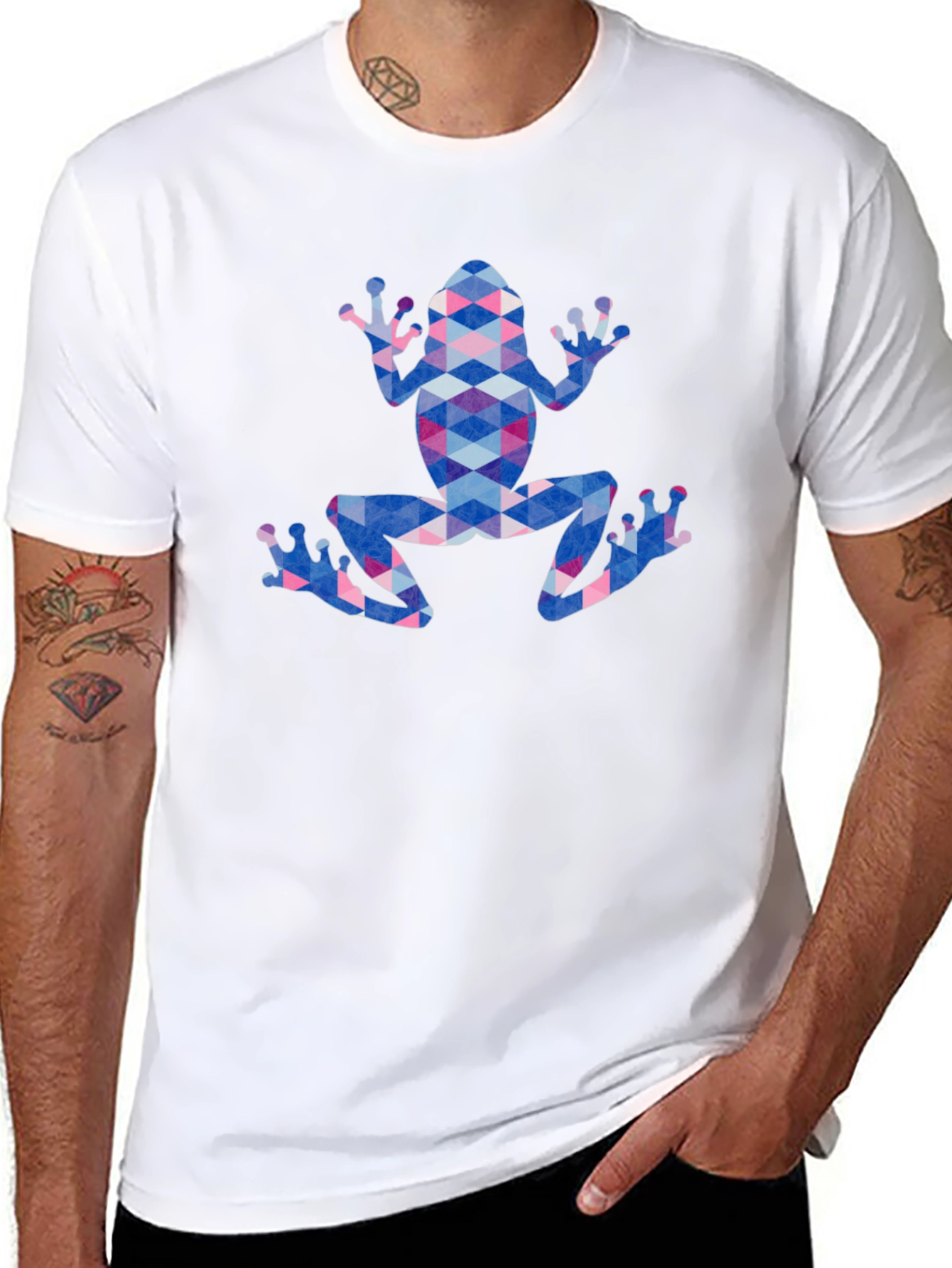 Geometric Frog Graphic Tee - Stylish Patterned Design