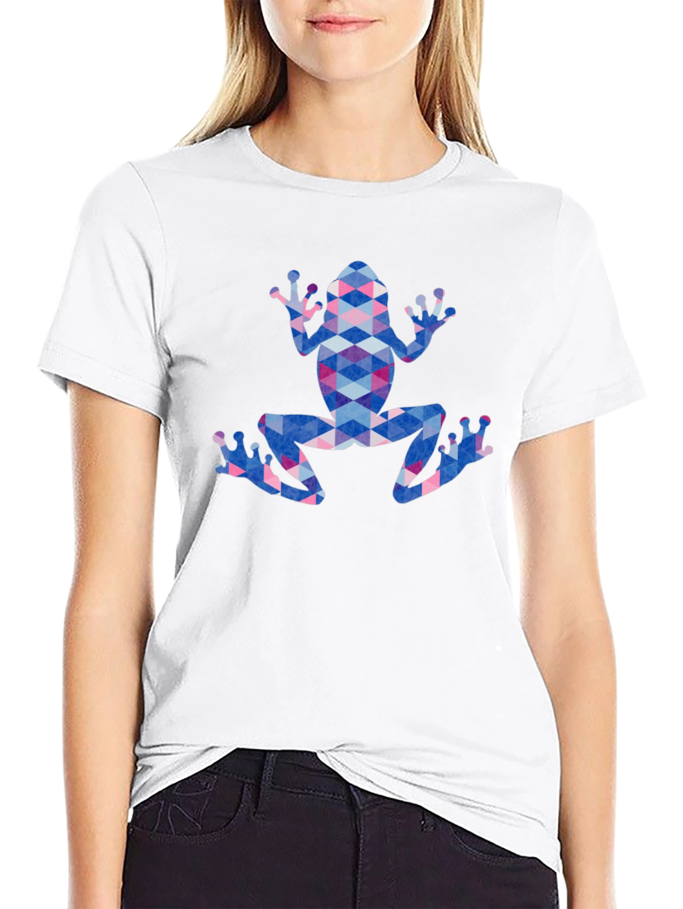 Geometric Frog Graphic Tee - Stylish Patterned Design