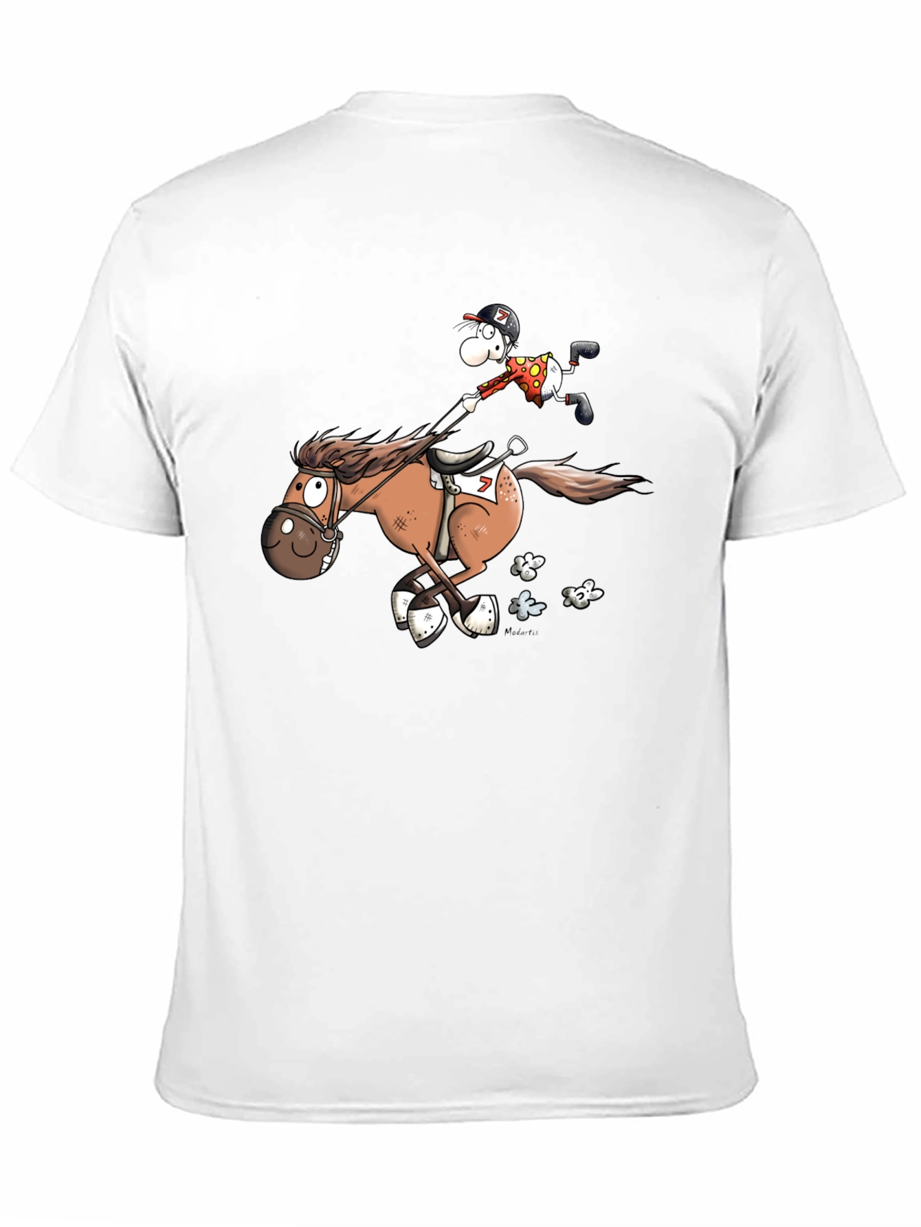Cartoon Horse Riding Black T-Shirt