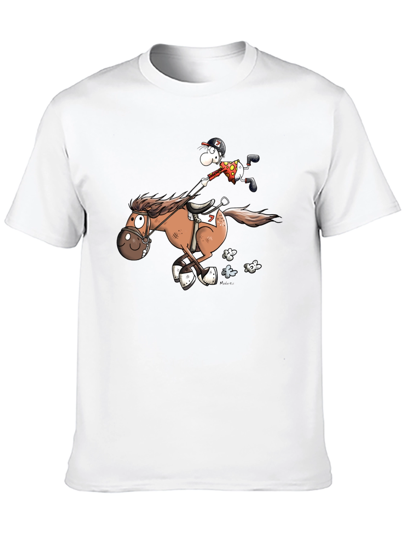 Cartoon Horse Riding Black T-Shirt