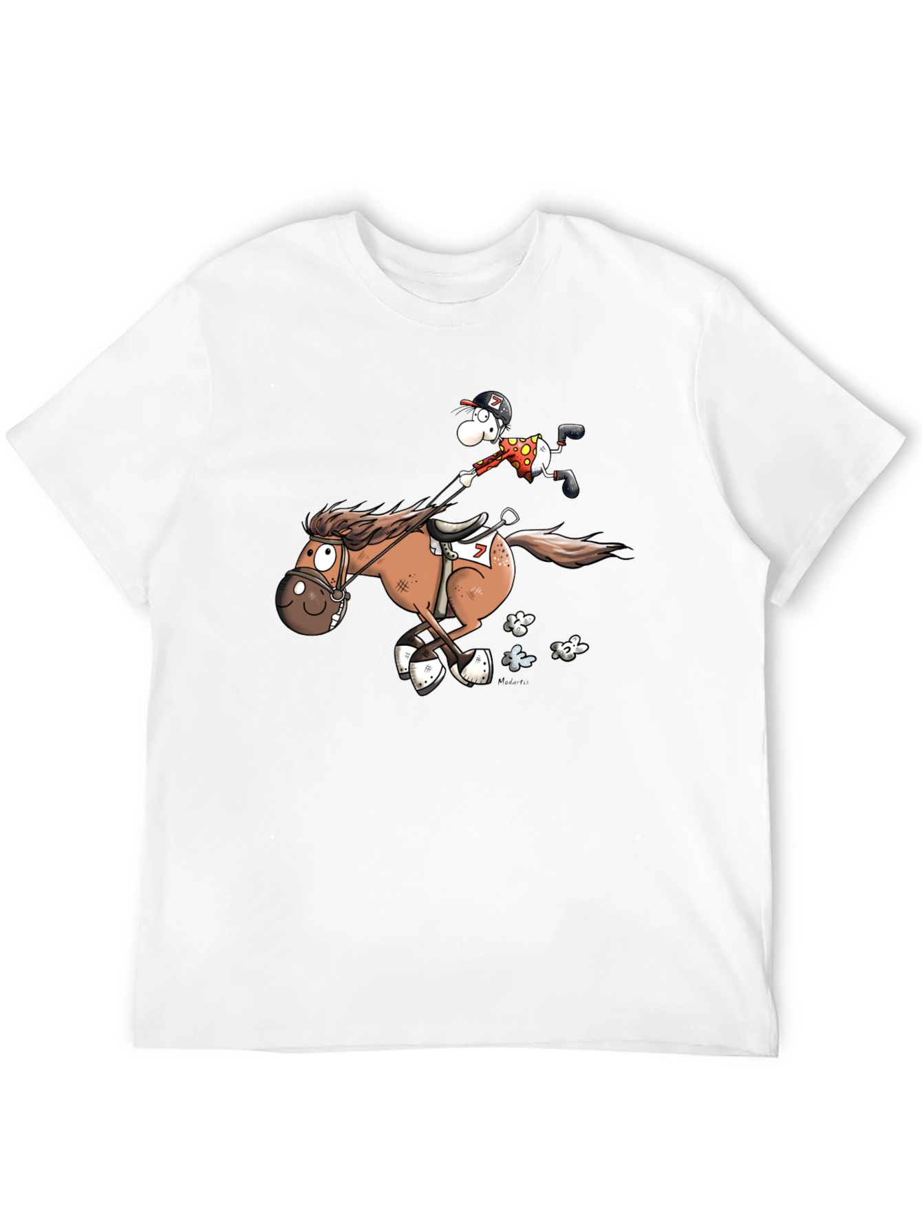 Cartoon Horse Riding Black T-Shirt