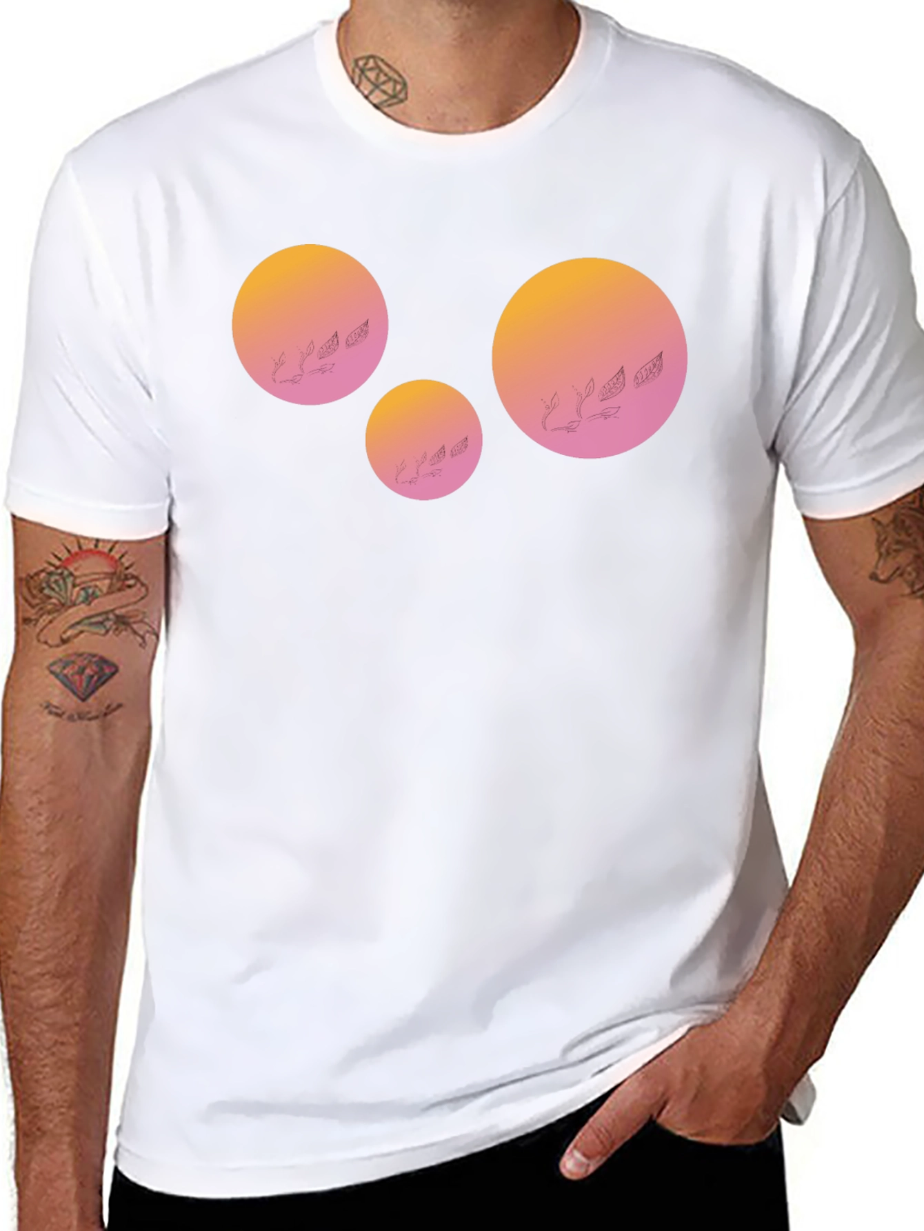 Geometric Sunset Graphic Tee - Black Cotton Blend