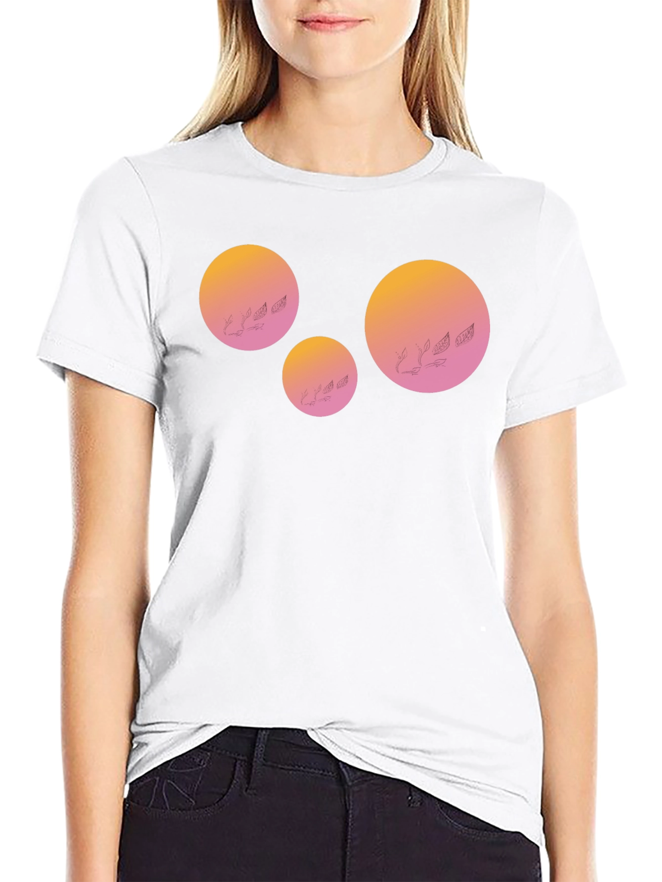 Geometric Sunset Graphic Tee - Black Cotton Blend