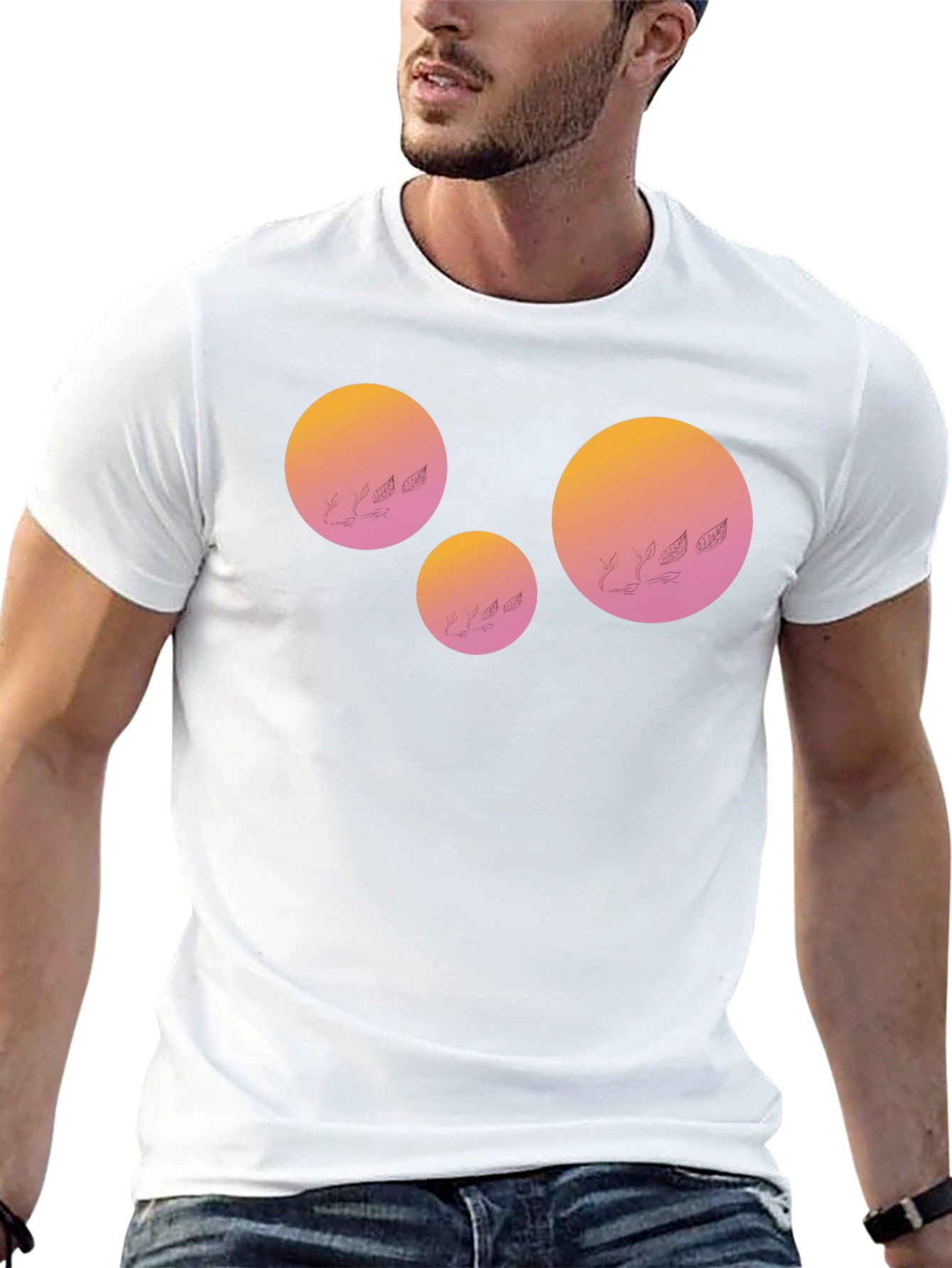 Geometric Sunset Graphic Tee - Black Cotton Blend