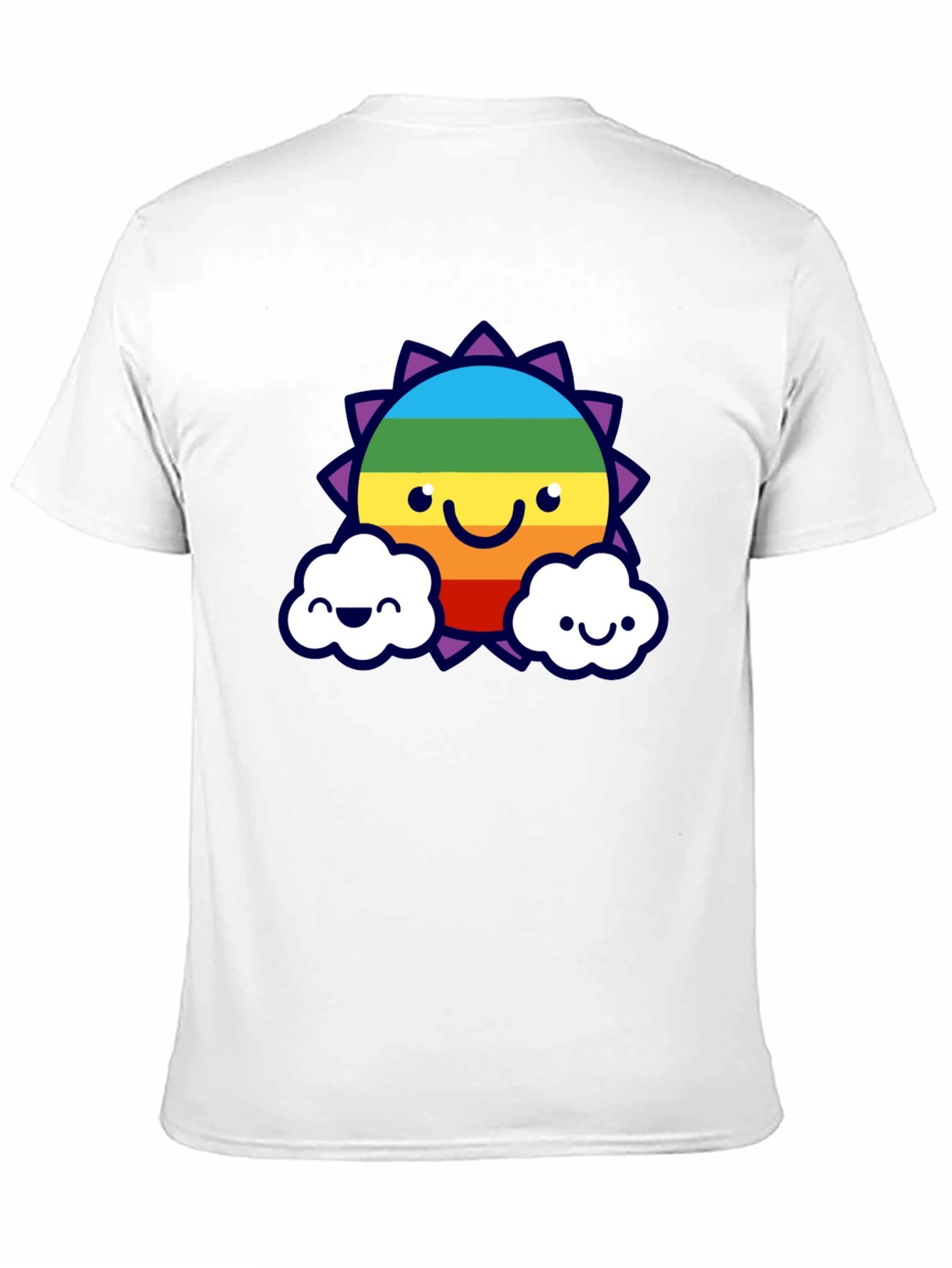 Rainbow Sun & Cloud Graphic T-Shirt - Black