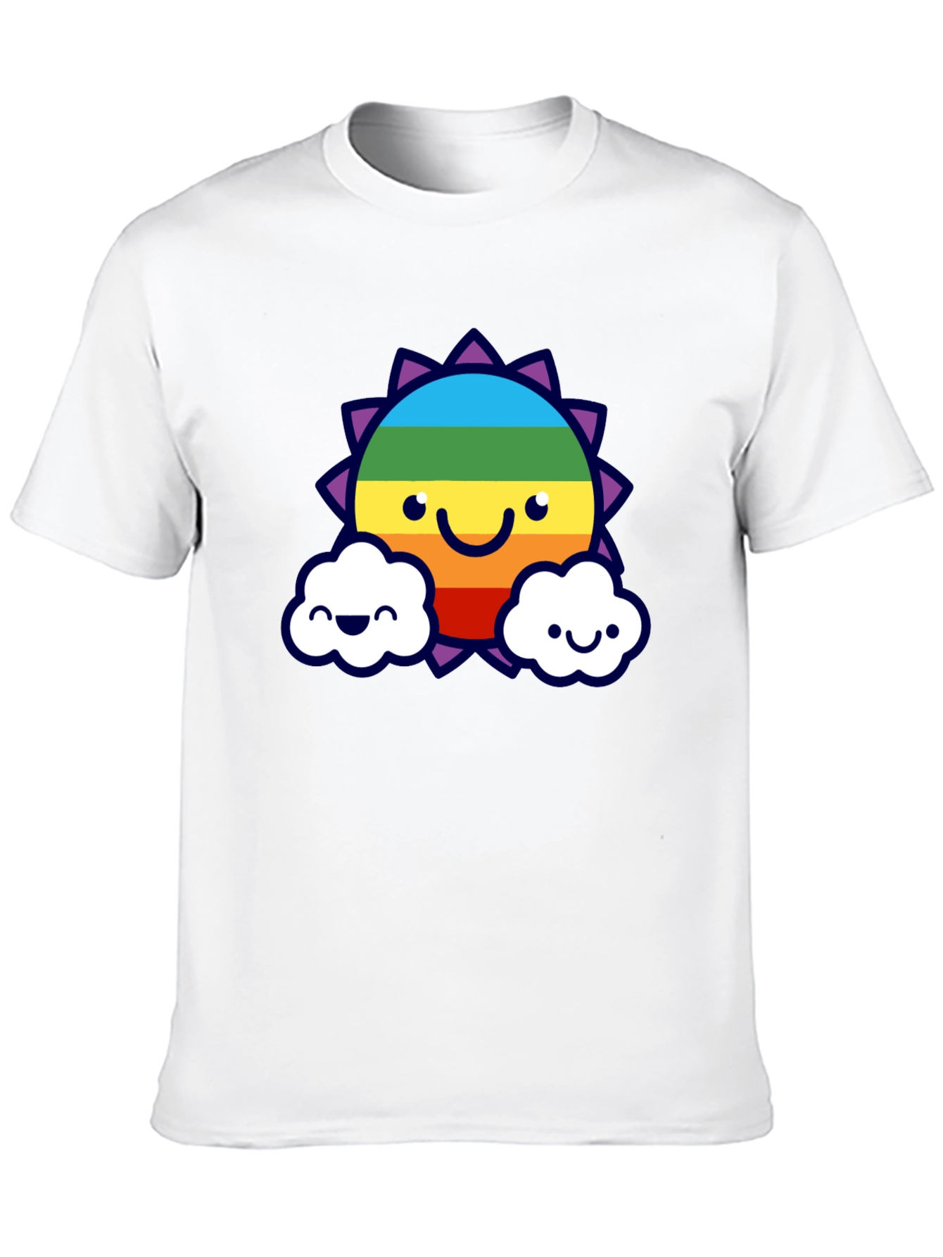 Rainbow Sun & Cloud Graphic T-Shirt - Black