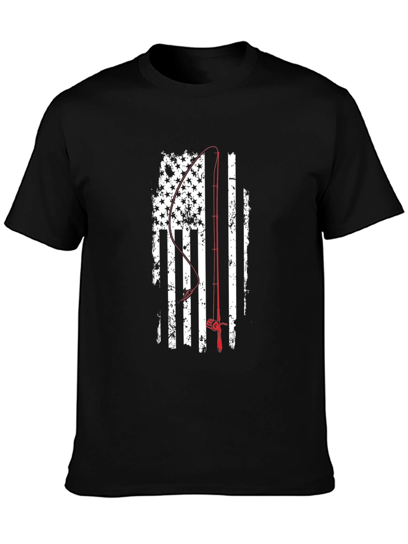 Fishing Rod USA Flag Graphic T-Shirt