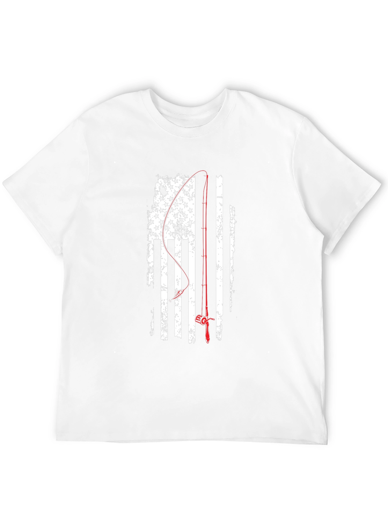 Fishing Rod USA Flag Graphic T-Shirt