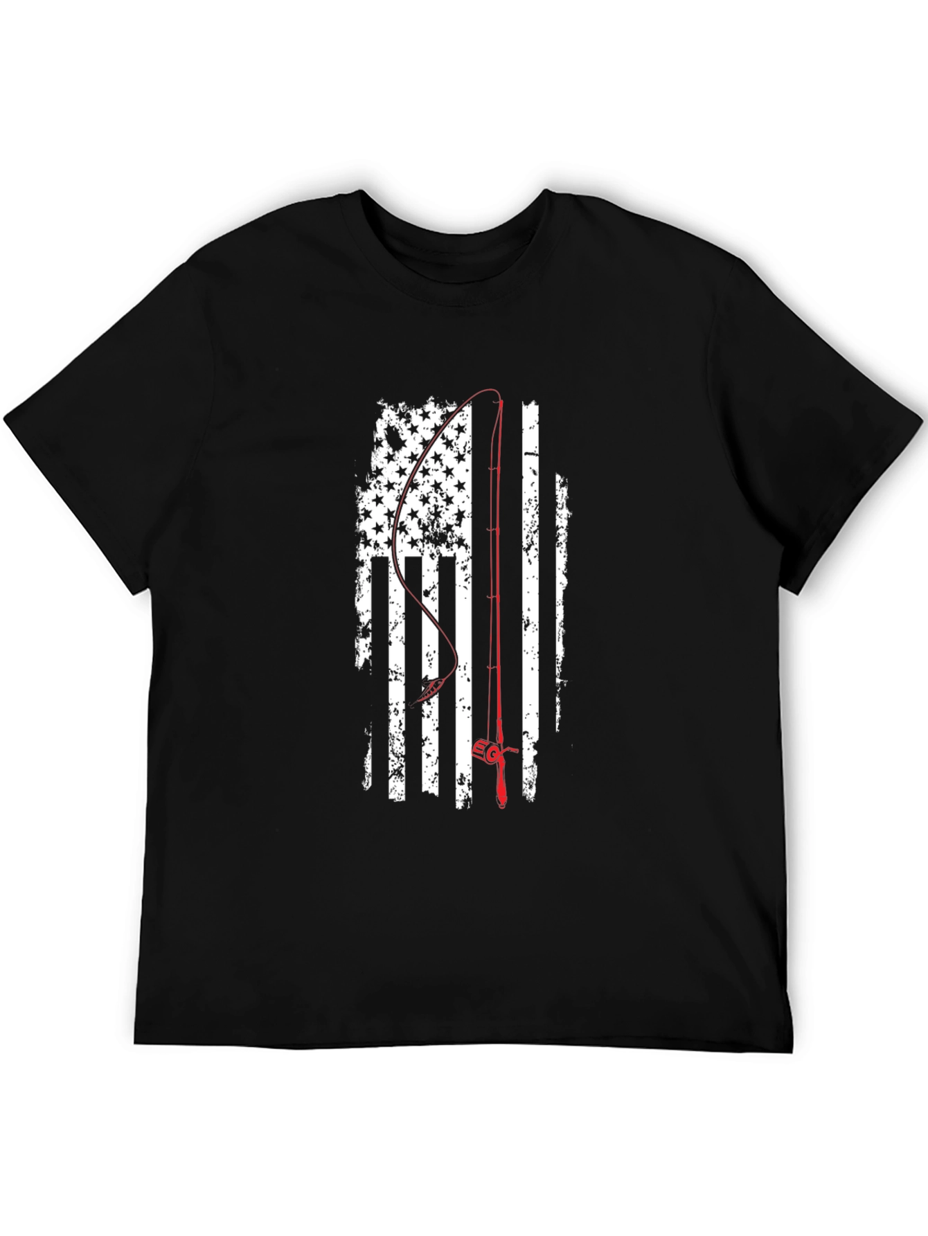 Fishing Rod USA Flag Graphic T-Shirt