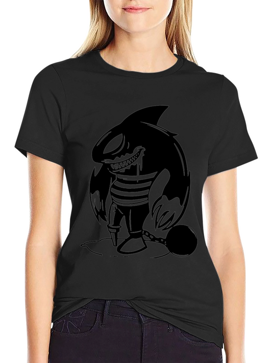 Mens Black Shark Cartoon Graphic T-Shirt
