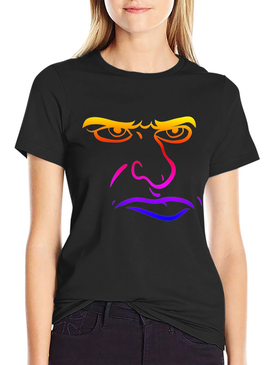 Grumpy Rainbow Face Graphic Tee - Black