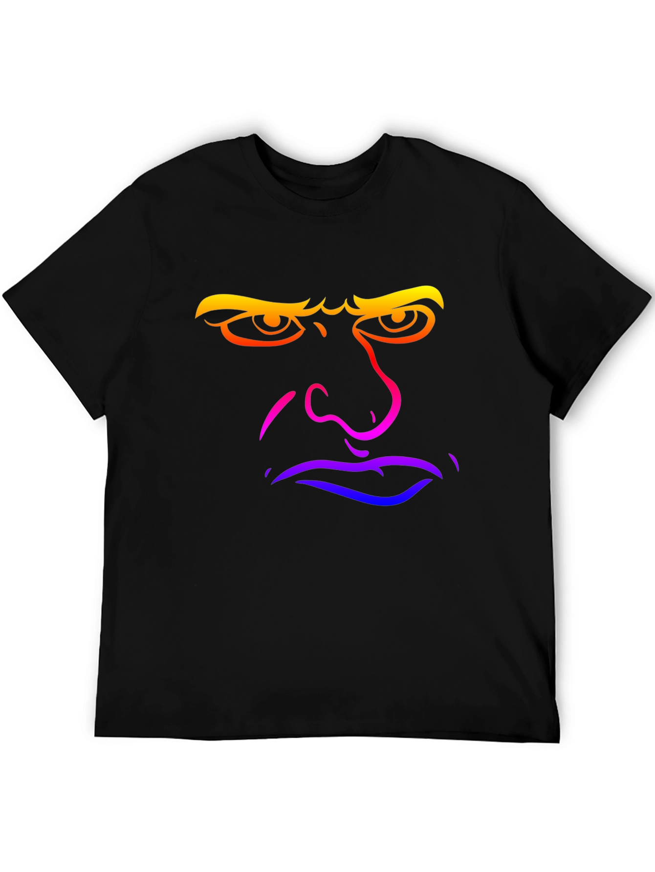 Grumpy Rainbow Face Graphic Tee - Black