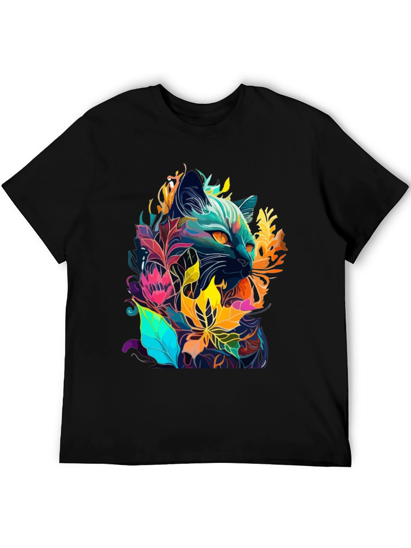 Floral Cat T-Shirt - Unique Artistic Design