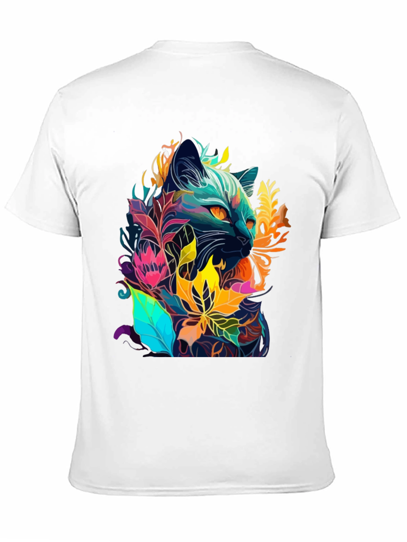 Floral Cat T-Shirt - Unique Artistic Design