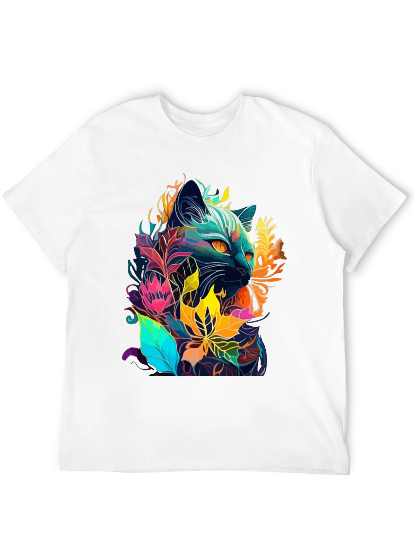 Floral Cat T-Shirt - Unique Artistic Design