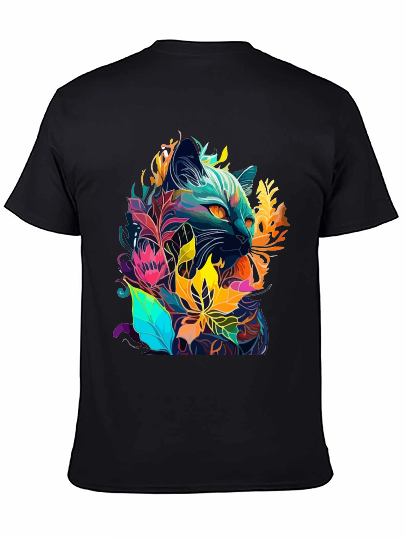 Floral Cat T-Shirt - Unique Artistic Design