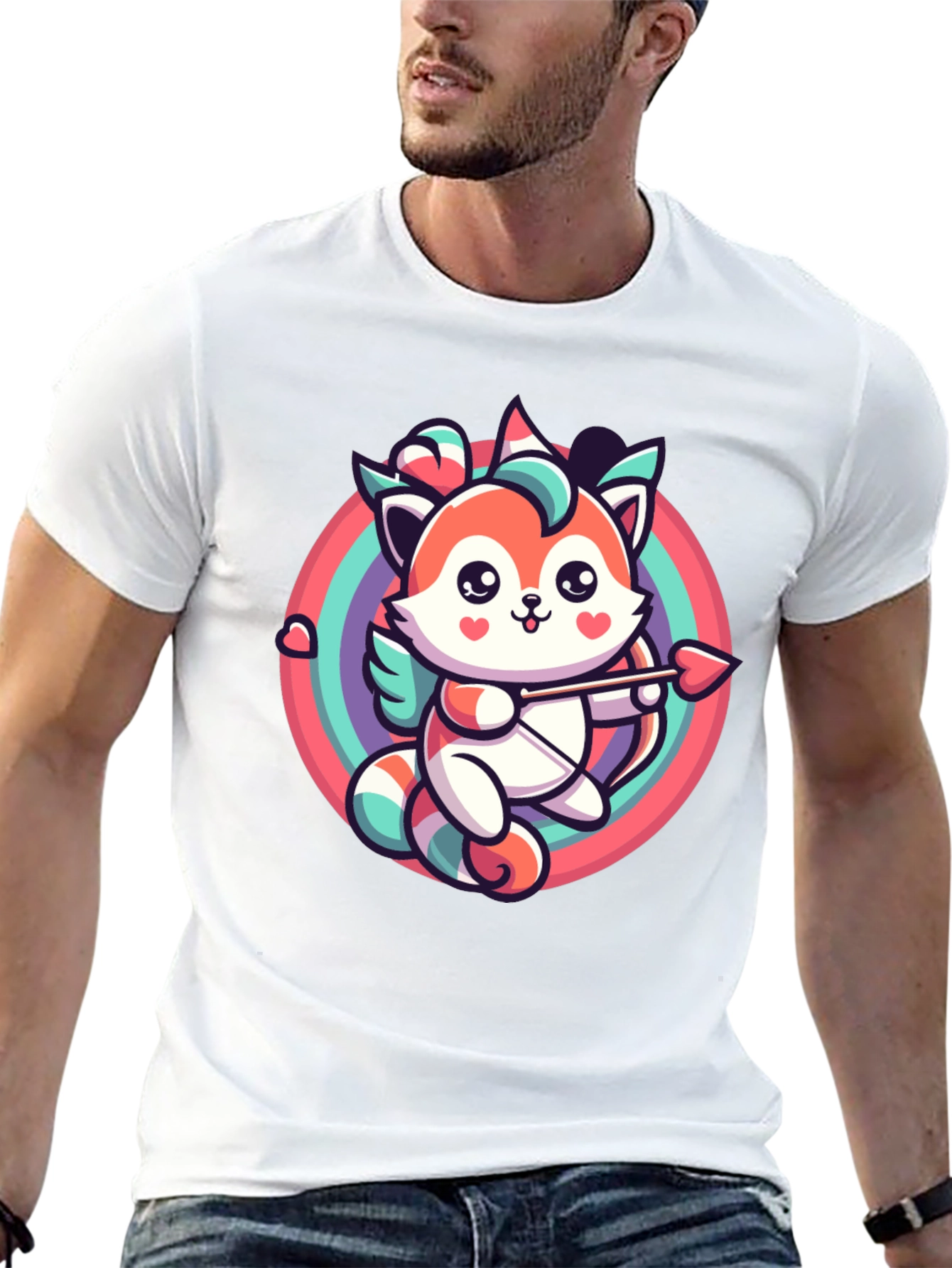 Cupid Fox Graphic Tee - Valentines Day Shirt