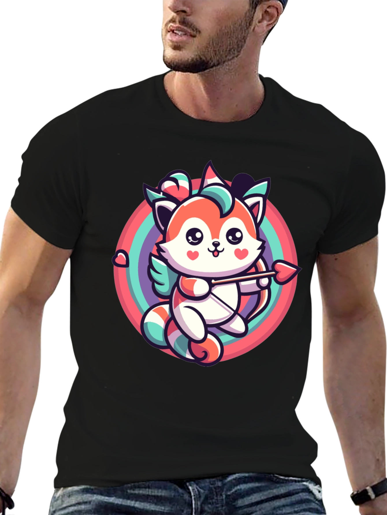 Cupid Fox Graphic Tee - Valentines Day Shirt