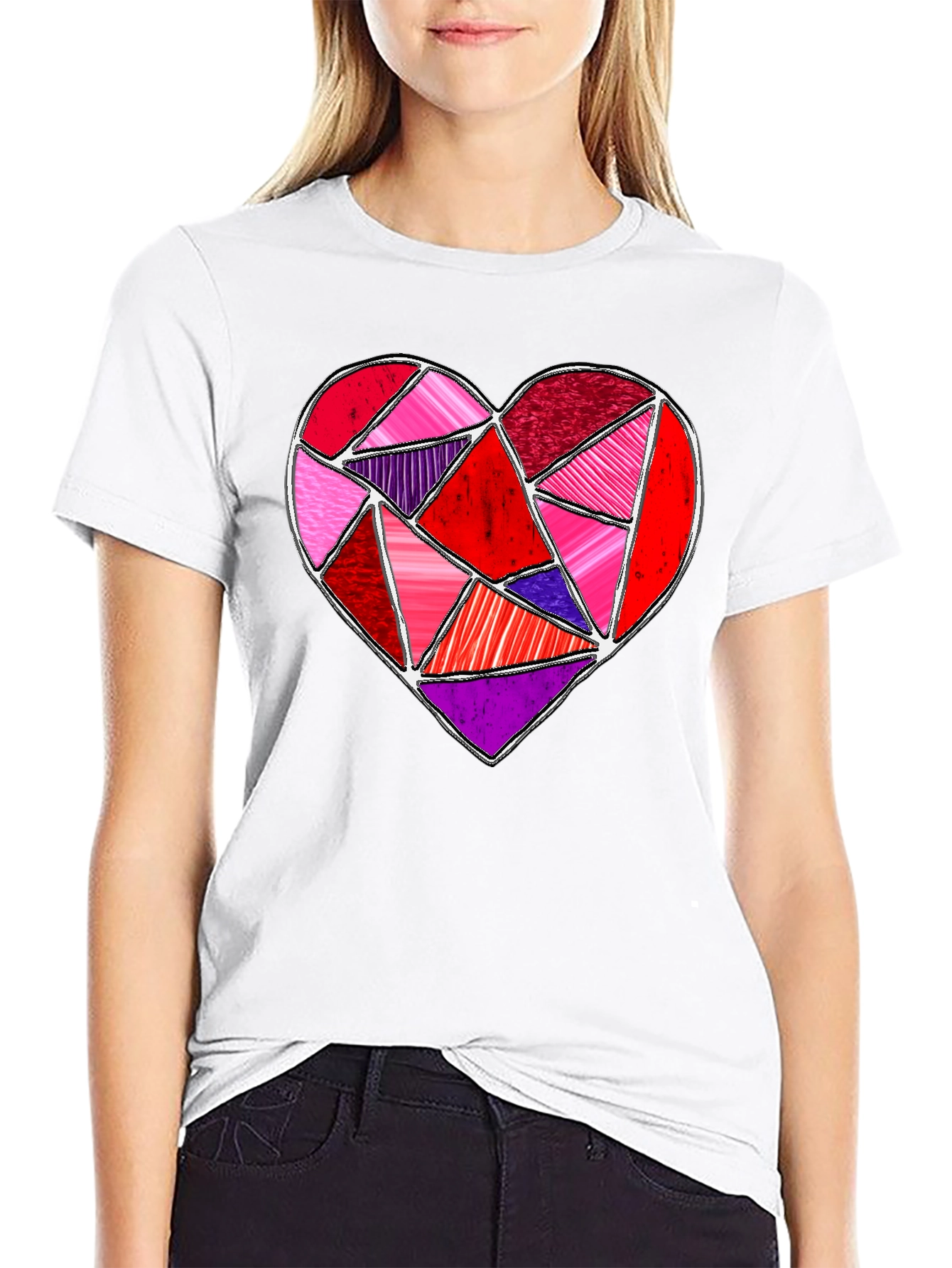 Geometric Heart Graphic Tee - Valentines Day Shirt