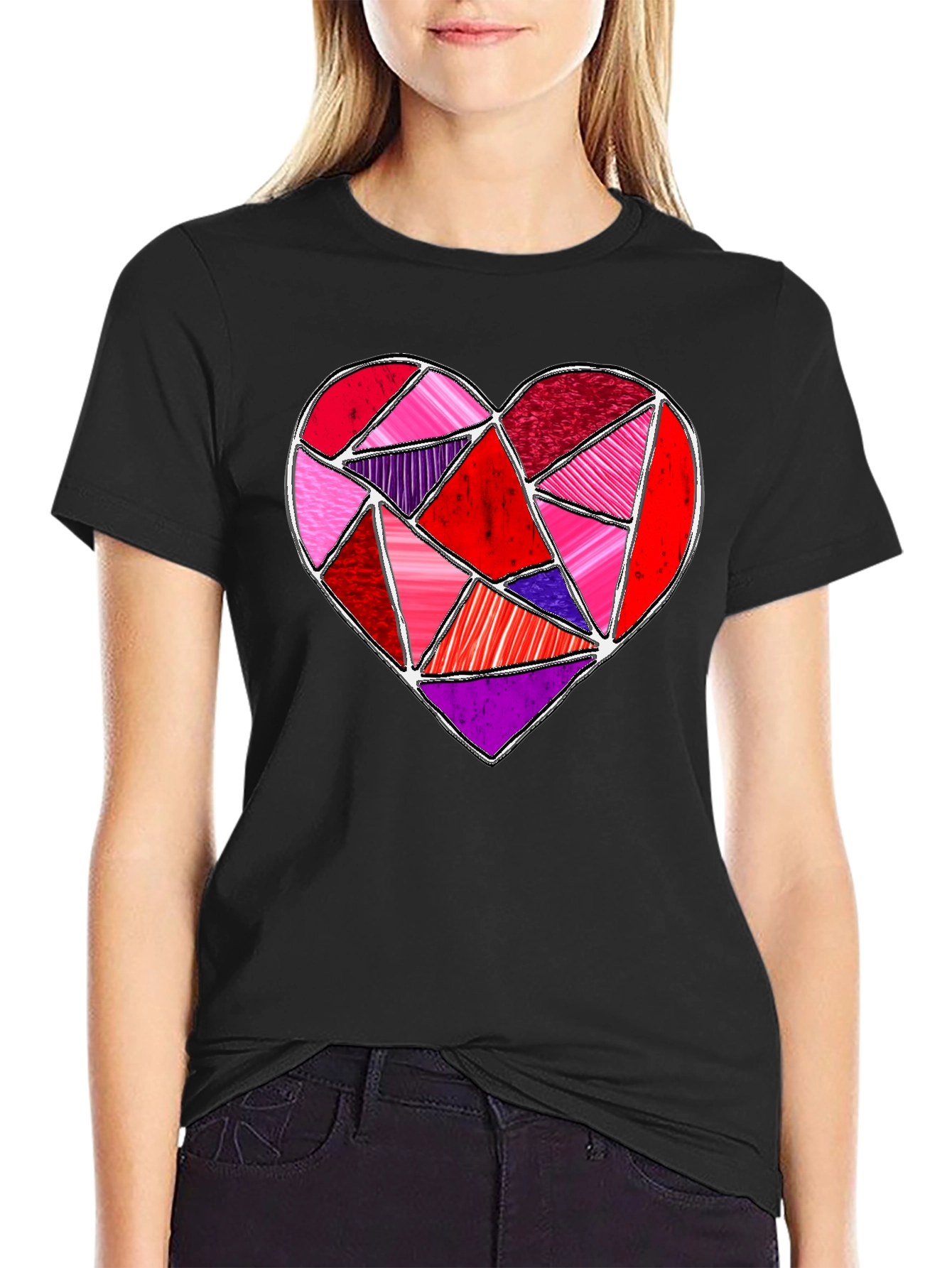 Geometric Heart Graphic Tee - Valentines Day Shirt