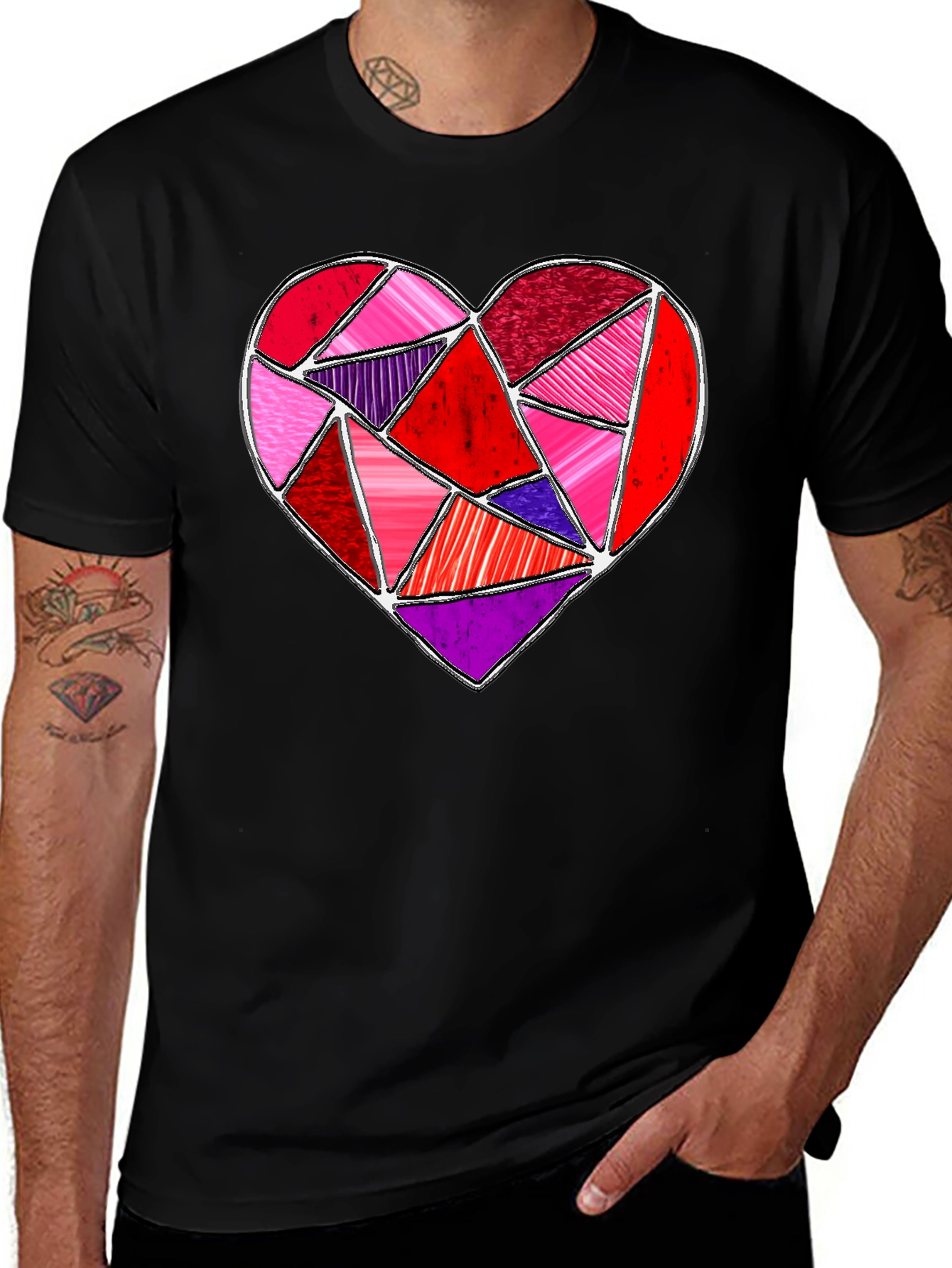 Geometric Heart Graphic Tee - Valentines Day Shirt