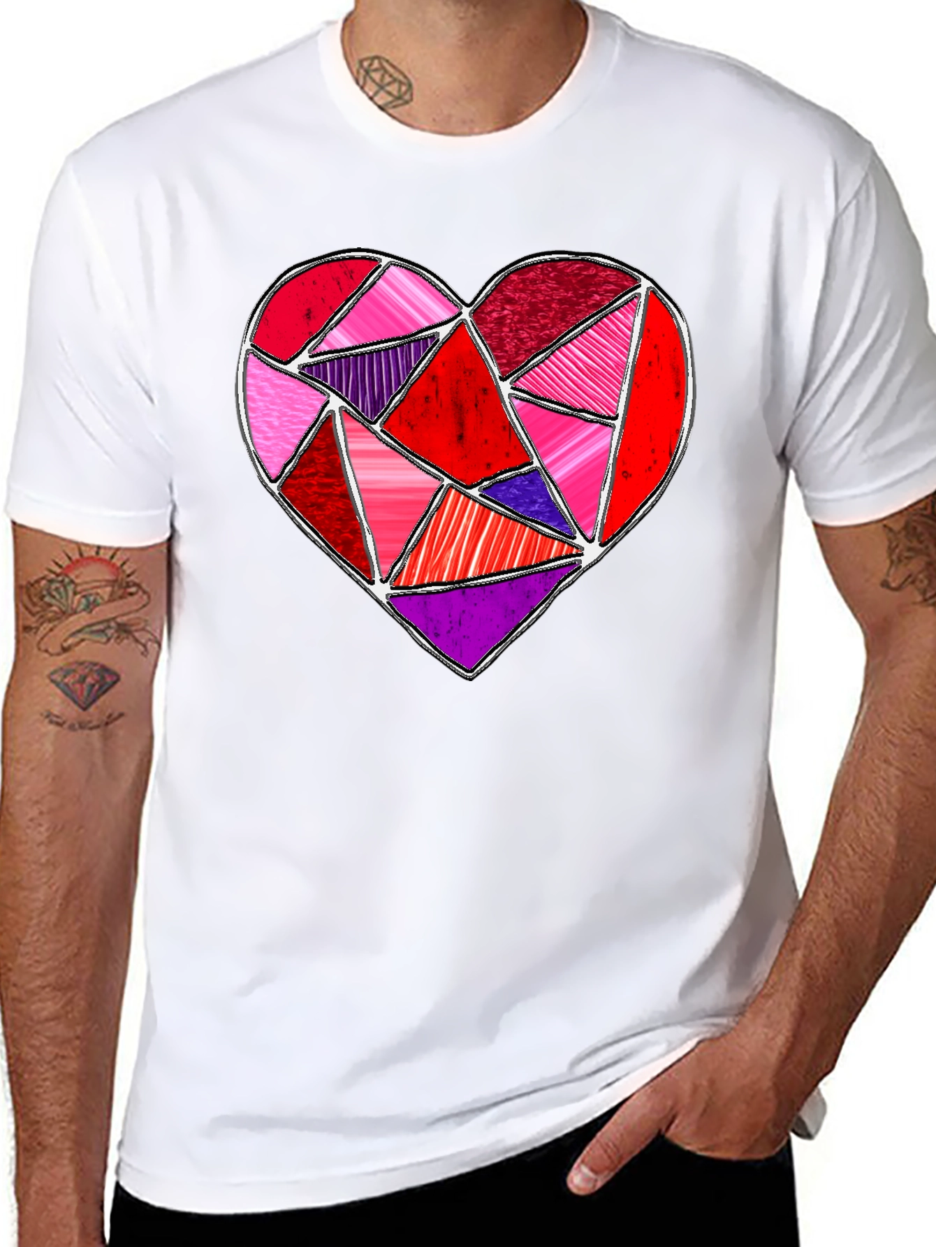 Geometric Heart Graphic Tee - Valentines Day Shirt