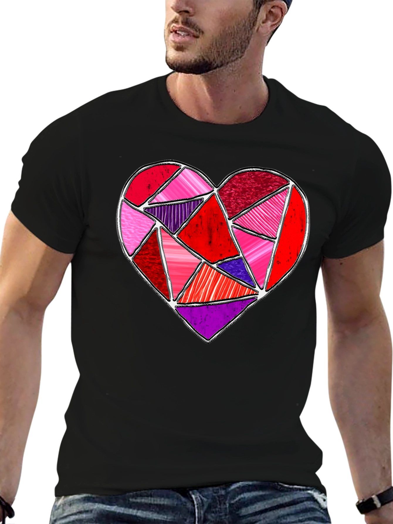 Geometric Heart Graphic Tee - Valentines Day Shirt