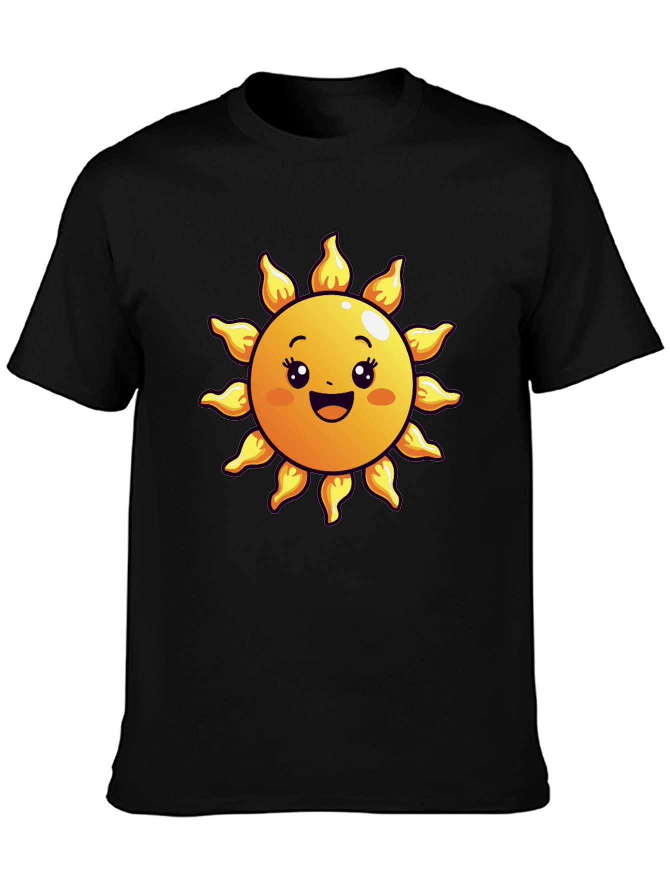Happy Sun Graphic Tee - Black Cotton Blend