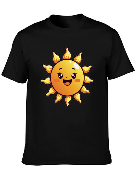 Happy Sun Graphic Tee - Black Cotton Blend