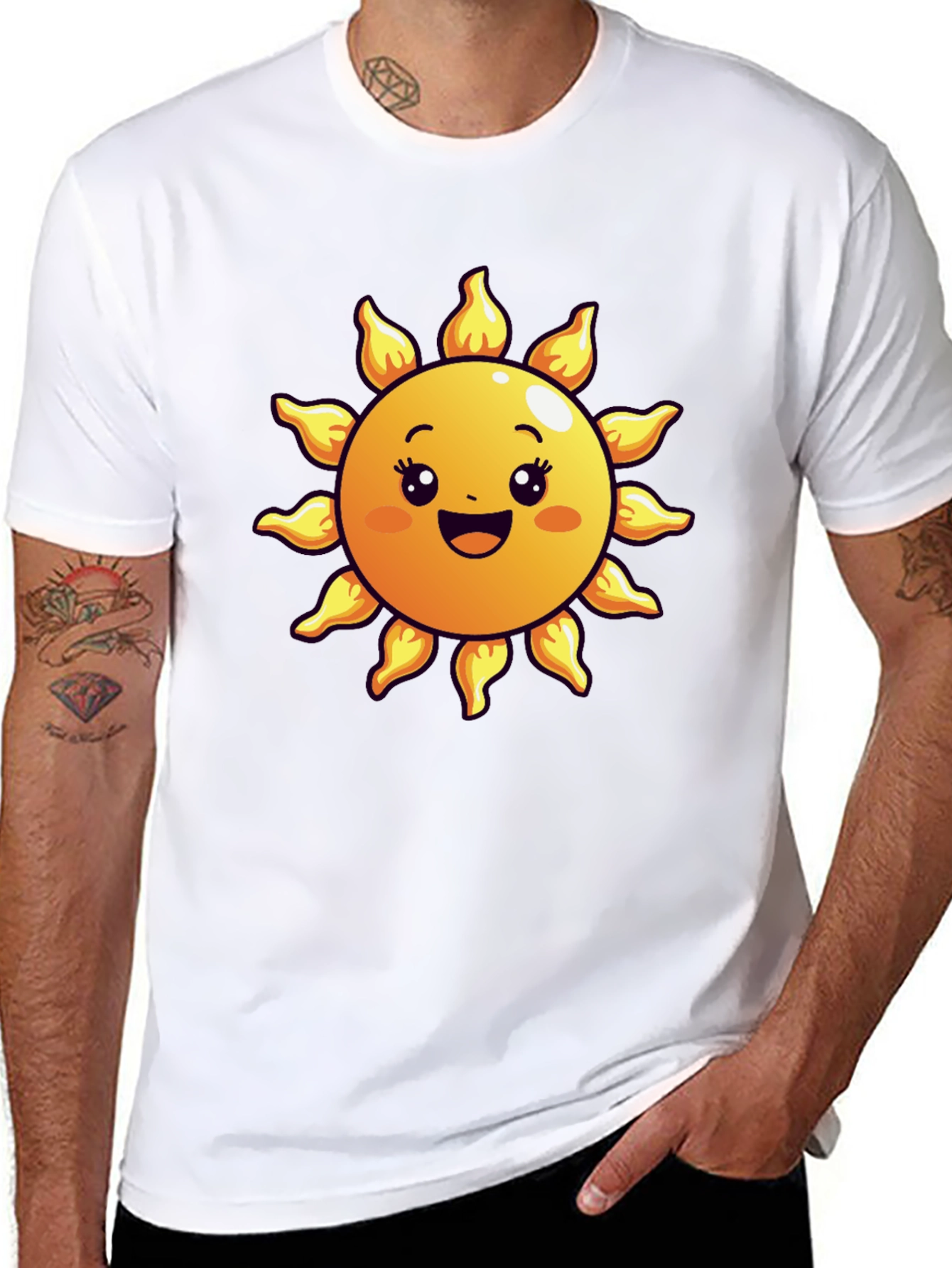 Happy Sun Graphic Tee - Black Cotton Blend
