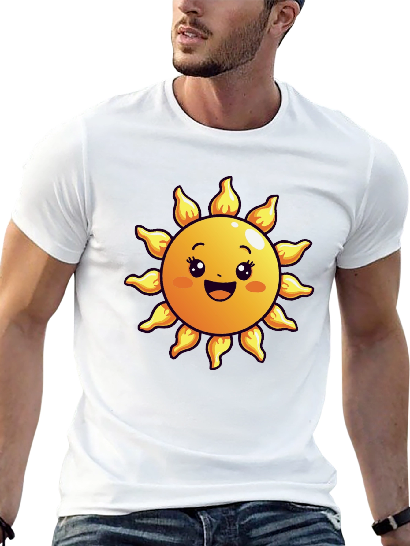 Happy Sun Graphic Tee - Black Cotton Blend